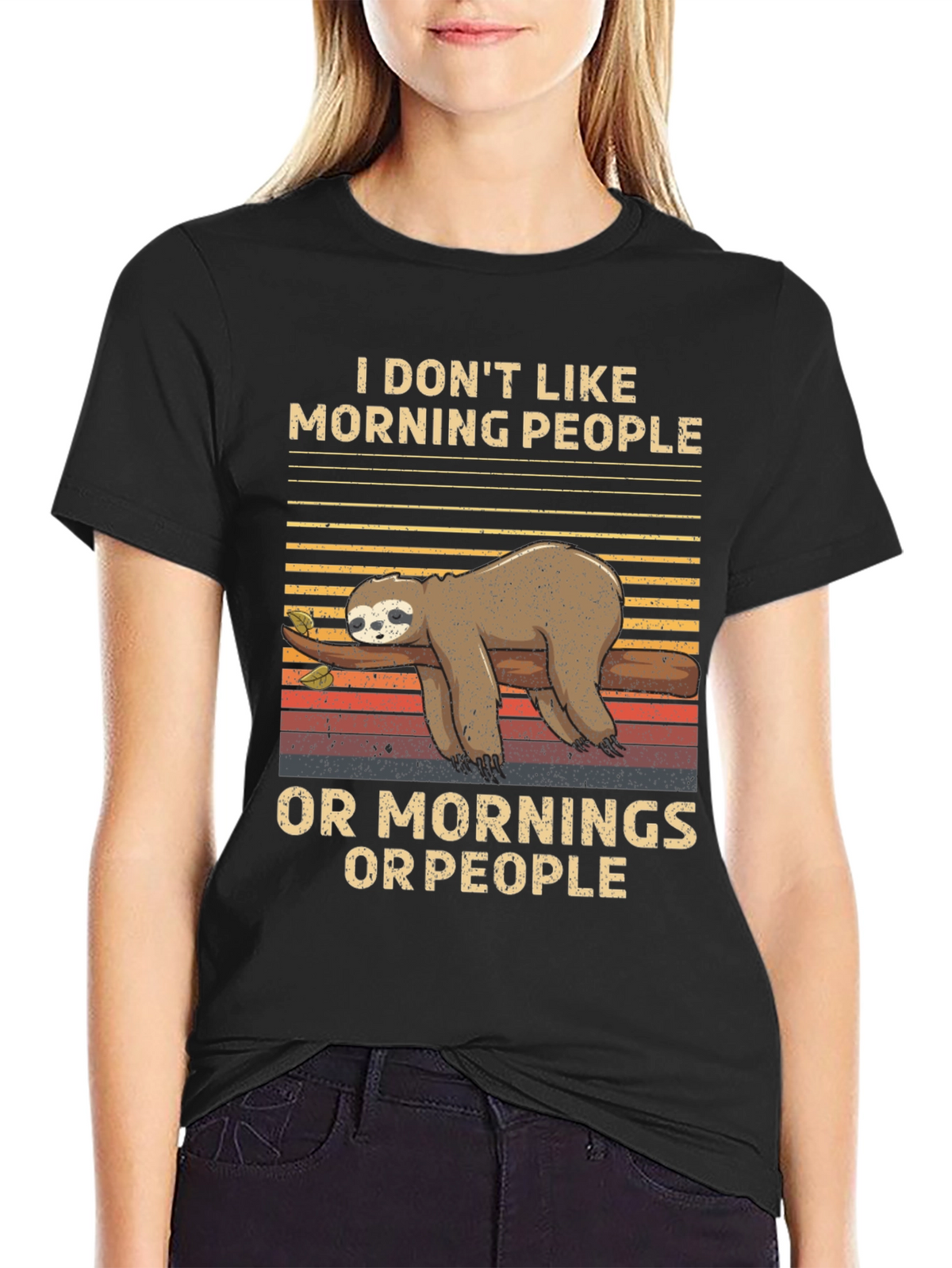 Funny Sloth T-Shirt: I Dont Like Morning People