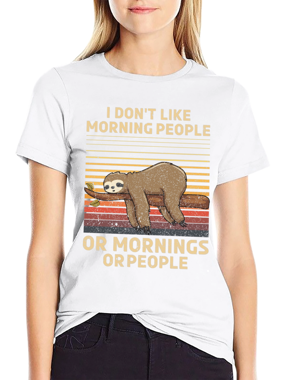 Funny Sloth T-Shirt: I Dont Like Morning People