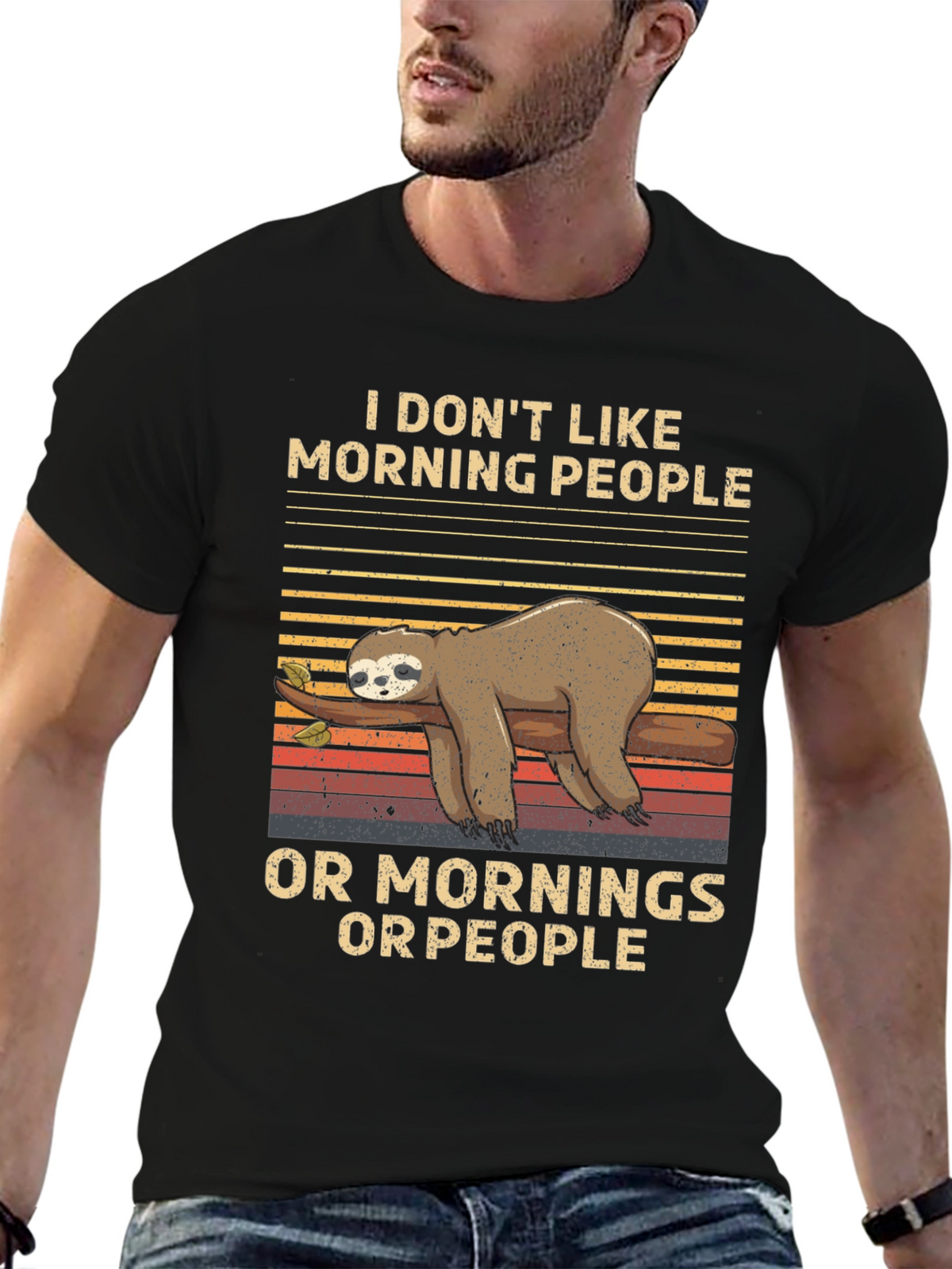 Funny Sloth T-Shirt: I Dont Like Morning People