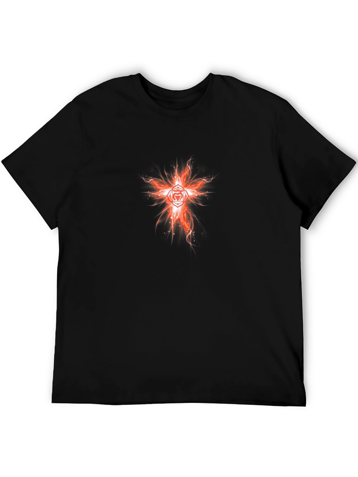 Fiery Heart Chakra Graphic Tee - Black Cotton