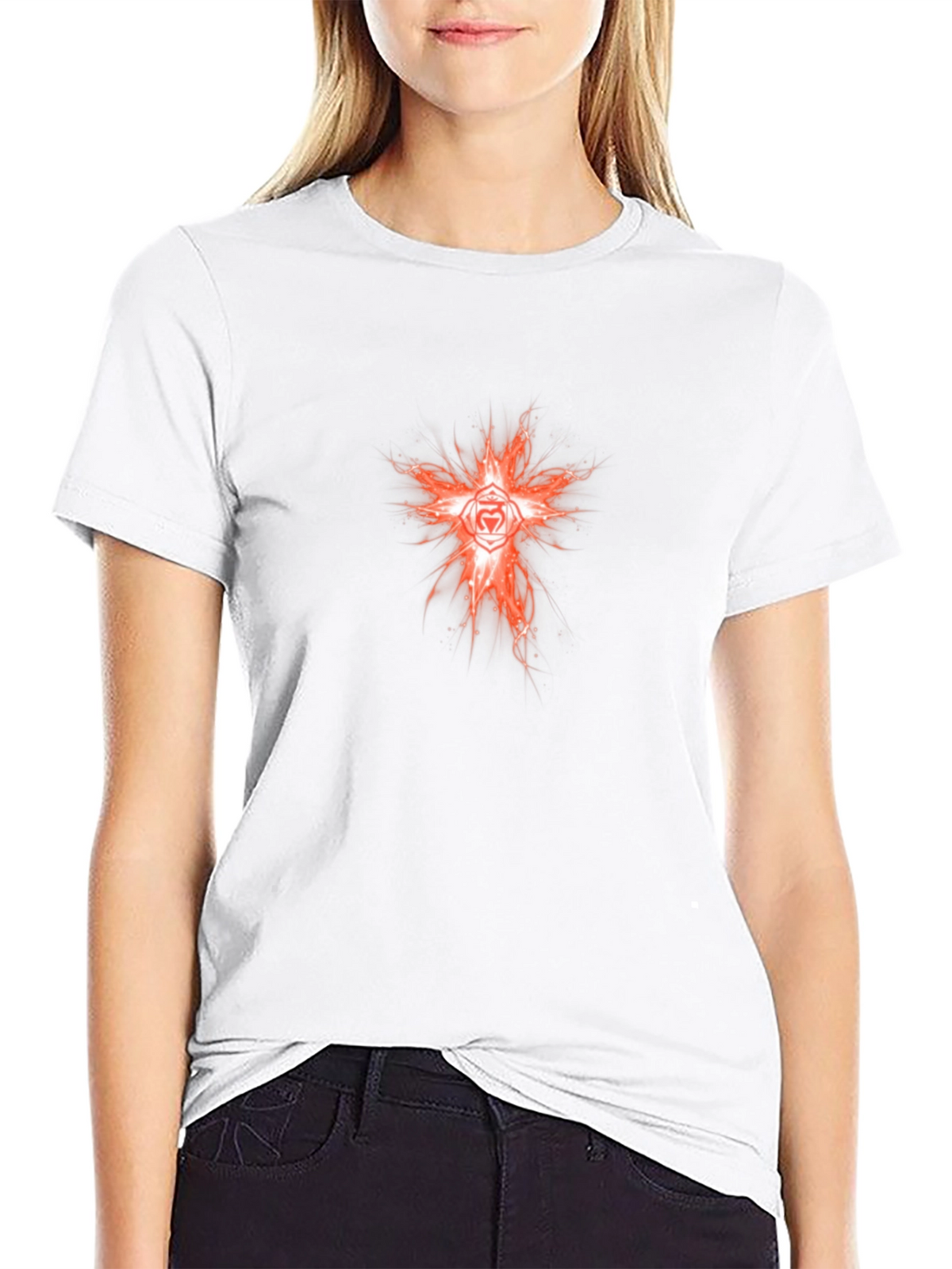 Fiery Heart Chakra Graphic Tee - Black Cotton
