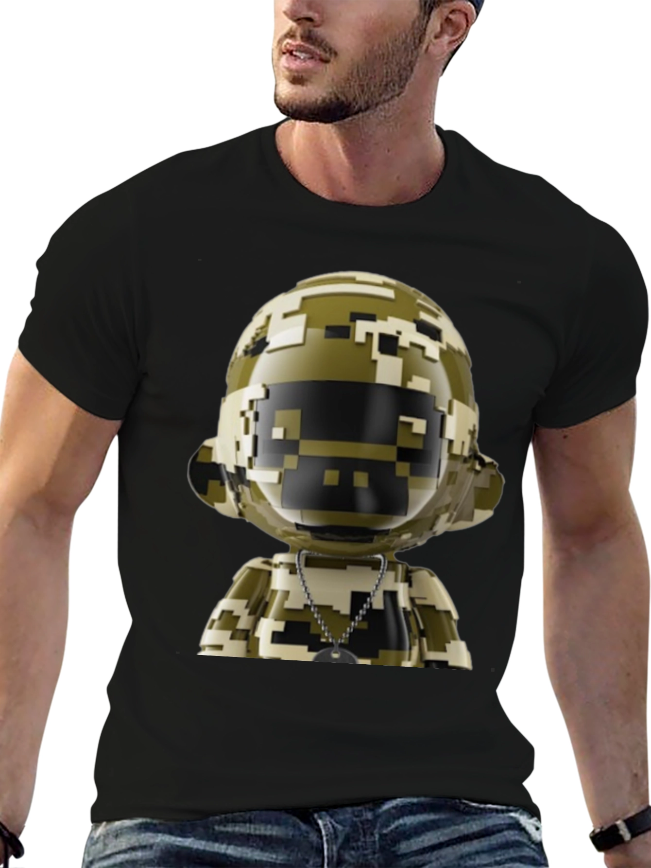 Pixel Camo Robot Graphic Tee - Modern Streetwear