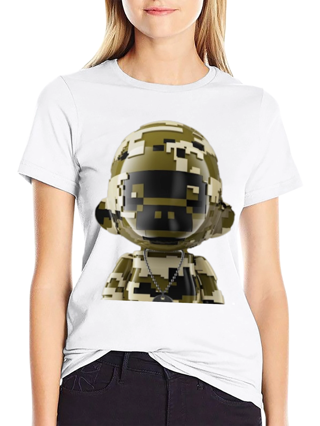 Pixel Camo Robot Graphic Tee - Modern Streetwear