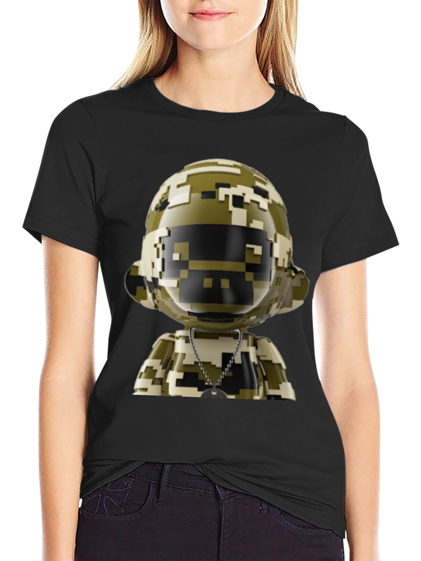 Pixel Camo Robot Graphic Tee - Modern Streetwear