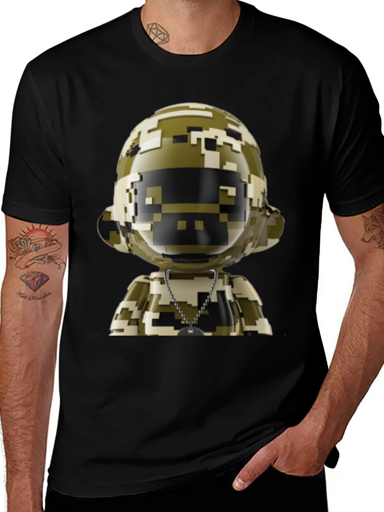 Pixel Camo Robot Graphic Tee - Modern Streetwear