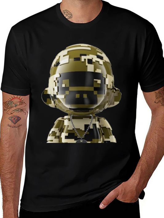 Pixel Camo Robot Graphic Tee - Modern Streetwear