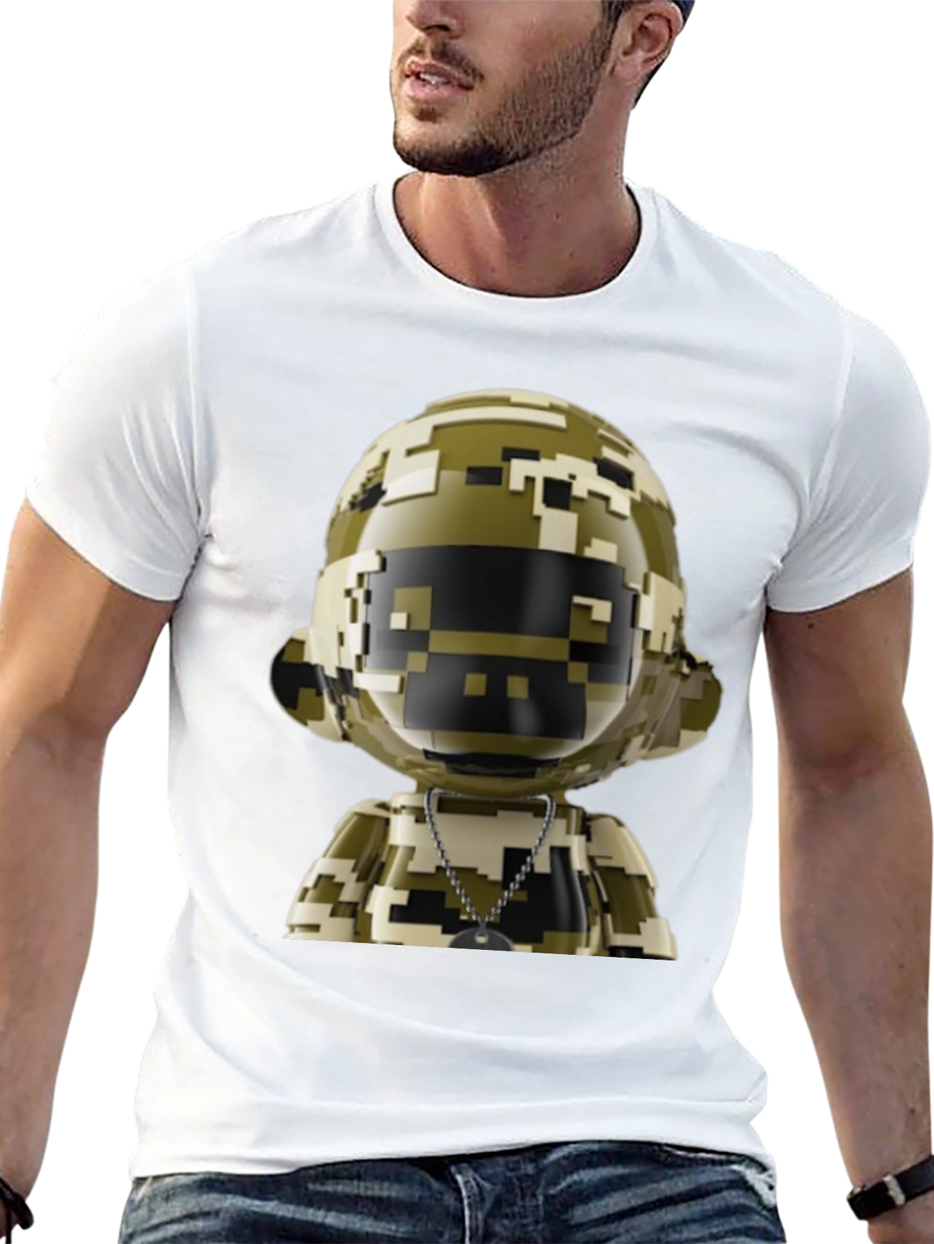 Pixel Camo Robot Graphic Tee - Modern Streetwear