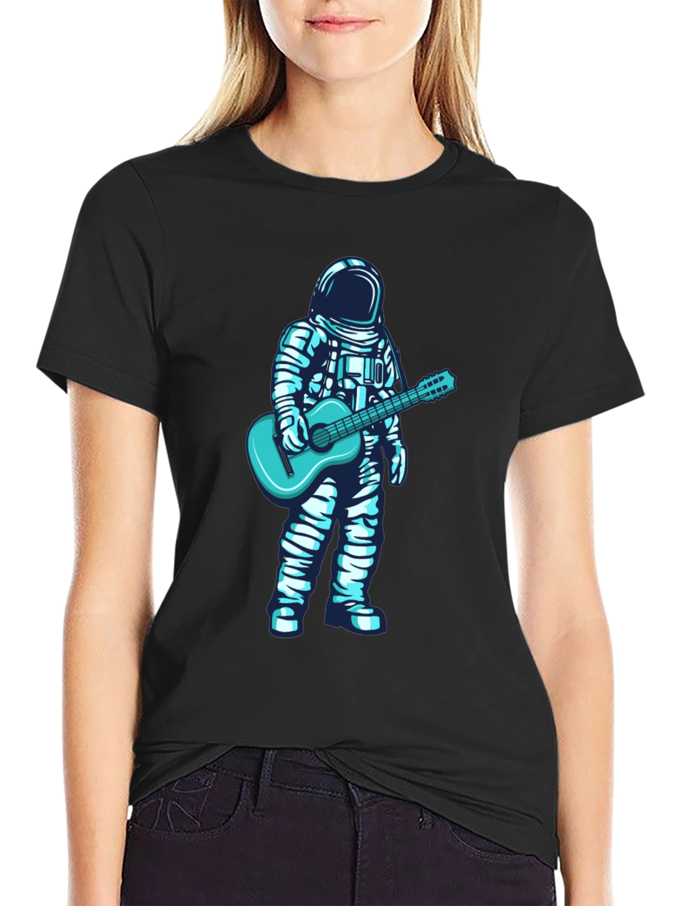Astronaut Guitar Graphic Tee - Black