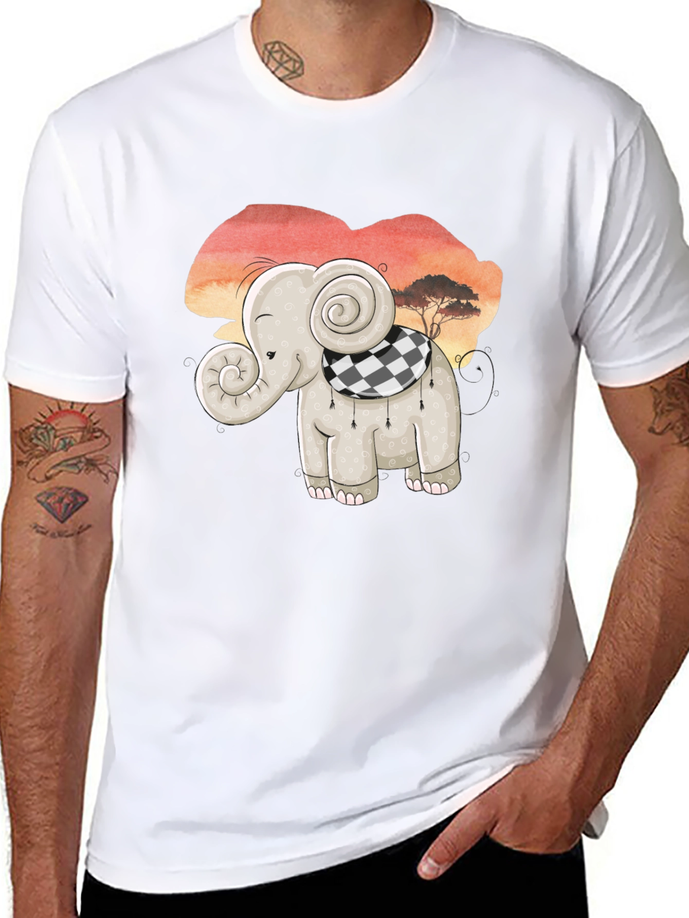 Cute Elephant Graphic Tee - Safari Style
