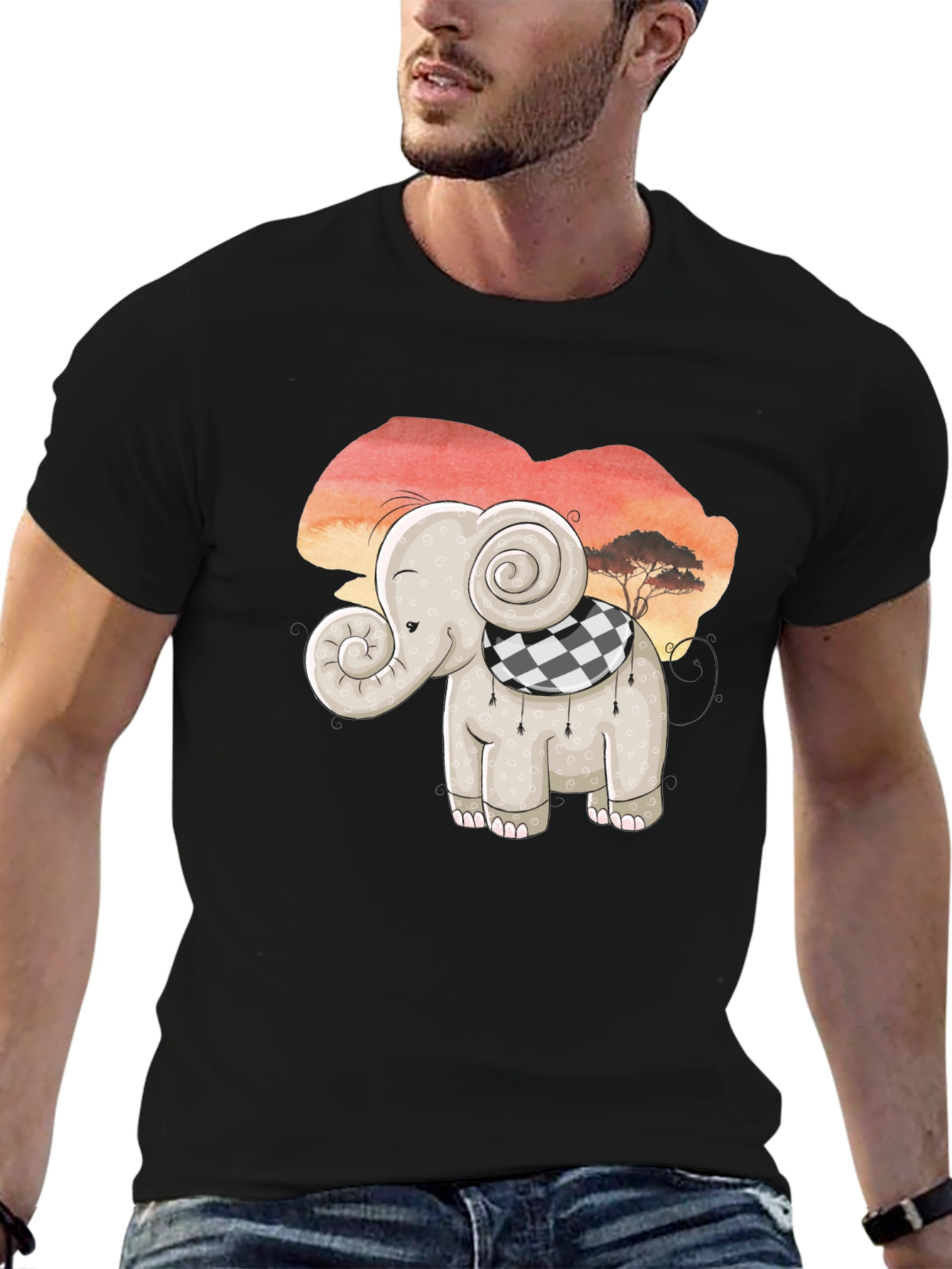 Cute Elephant Graphic Tee - Safari Style