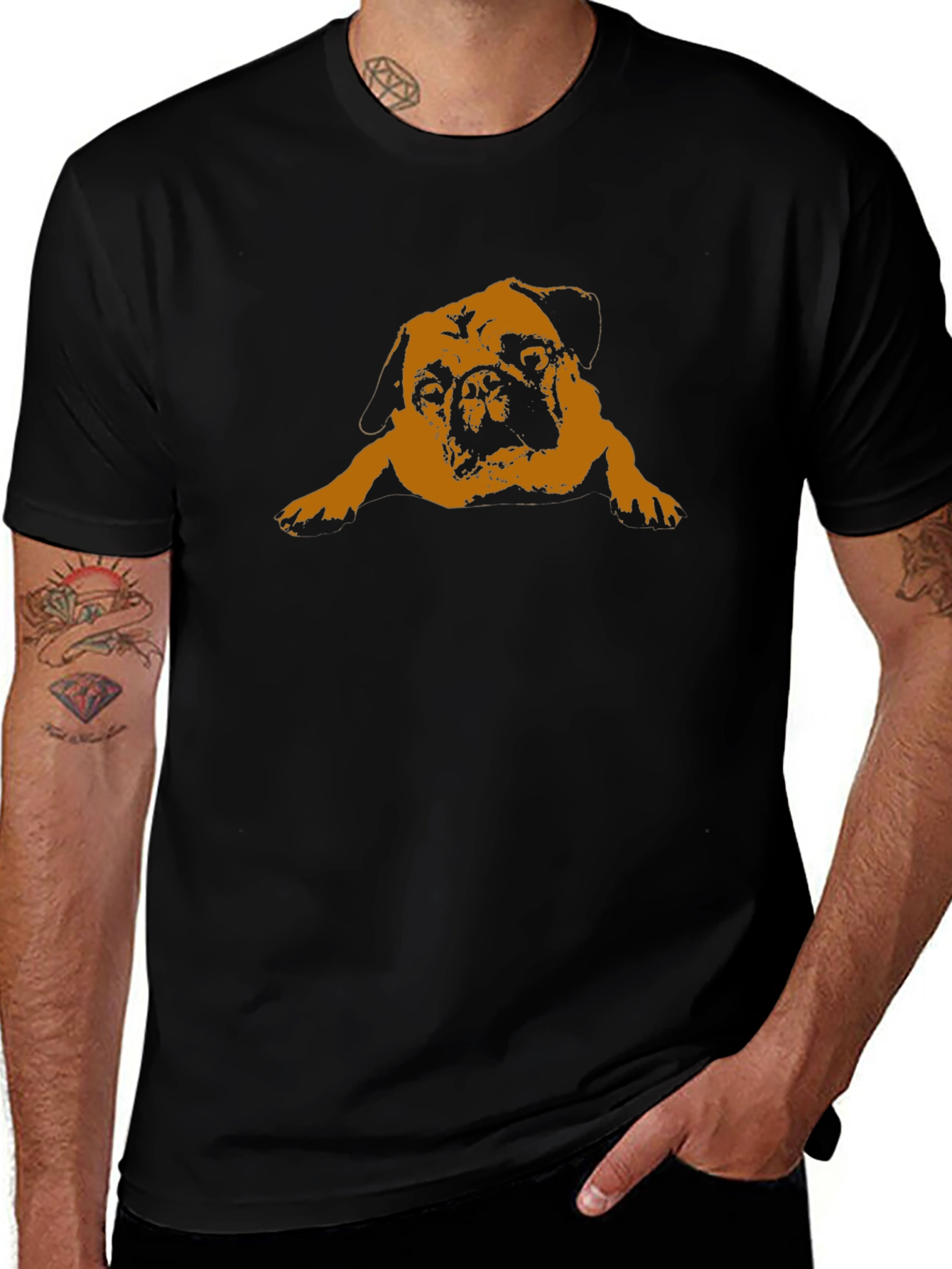 Pug Graphic Tee - Relaxed Fit Black T-Shirt
