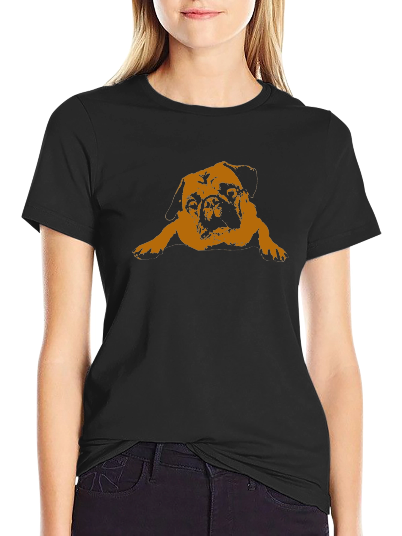 Pug Graphic Tee - Relaxed Fit Black T-Shirt