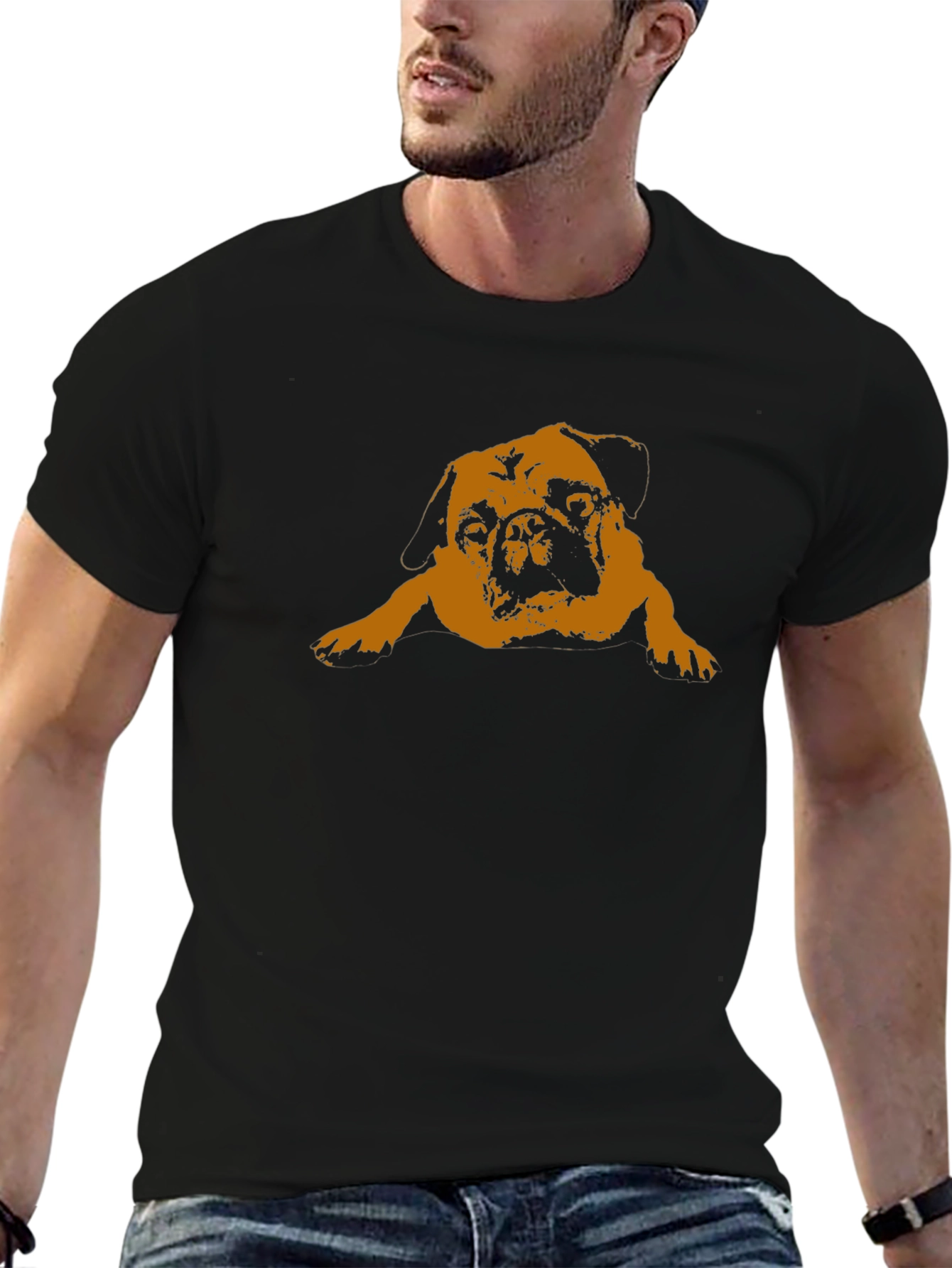 Pug Graphic Tee - Relaxed Fit Black T-Shirt