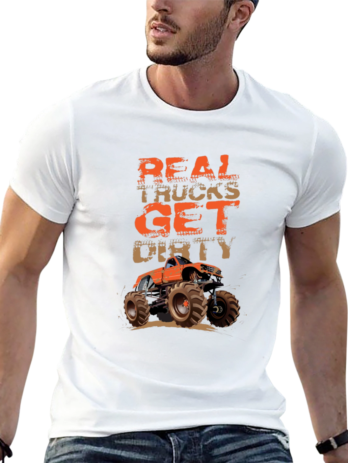 Real Trucks Get Dirty T-Shirt Monster Truck Graphic Tee