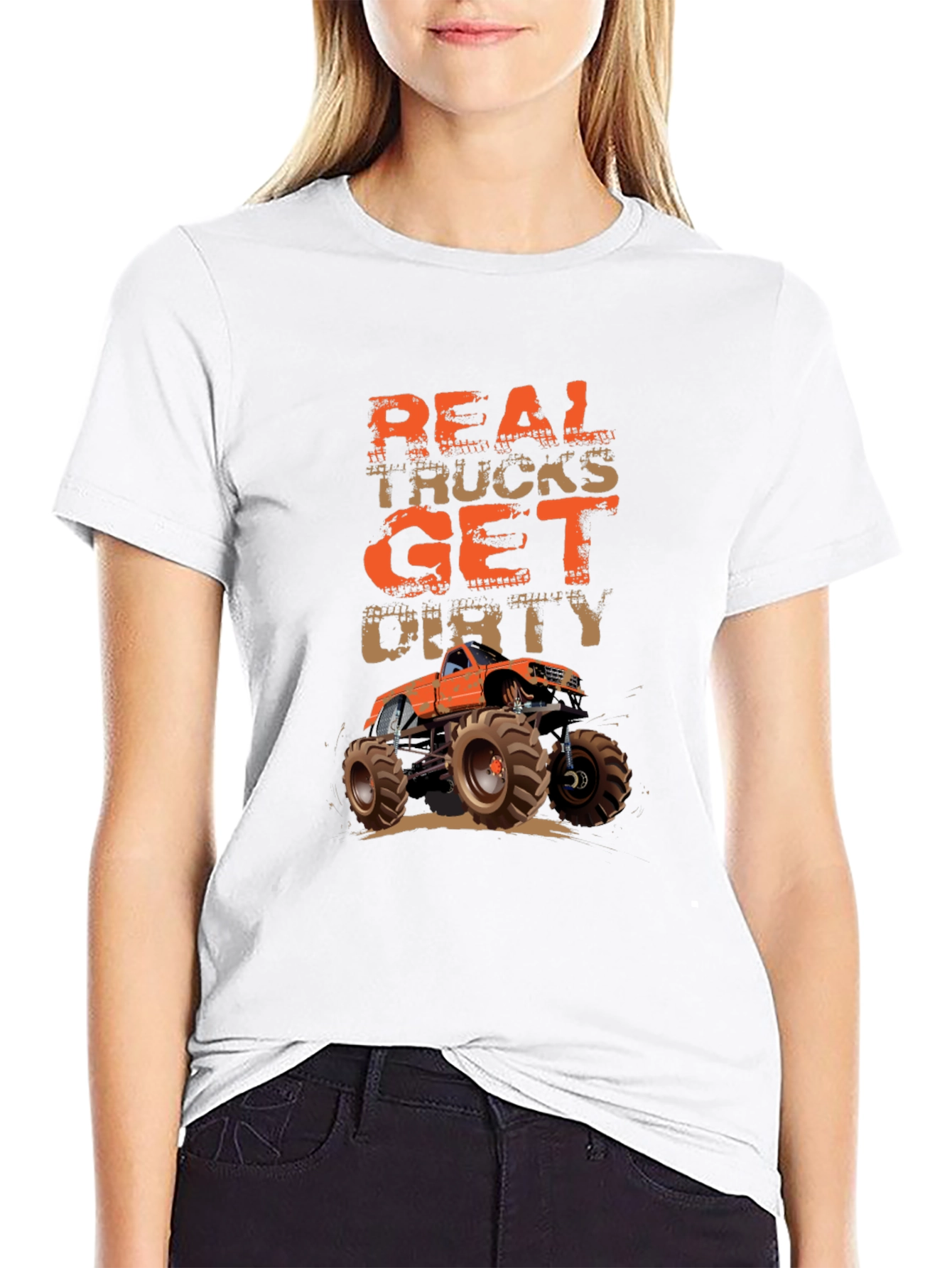 Real Trucks Get Dirty T-Shirt Monster Truck Graphic Tee