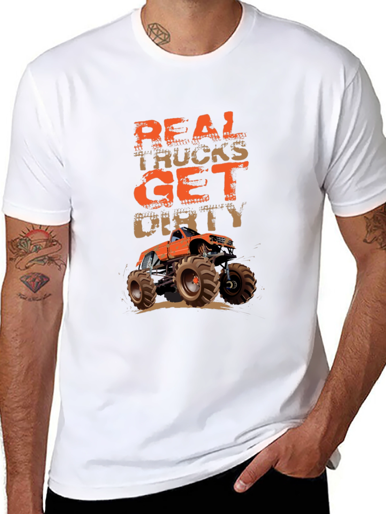 Real Trucks Get Dirty T-Shirt Monster Truck Graphic Tee
