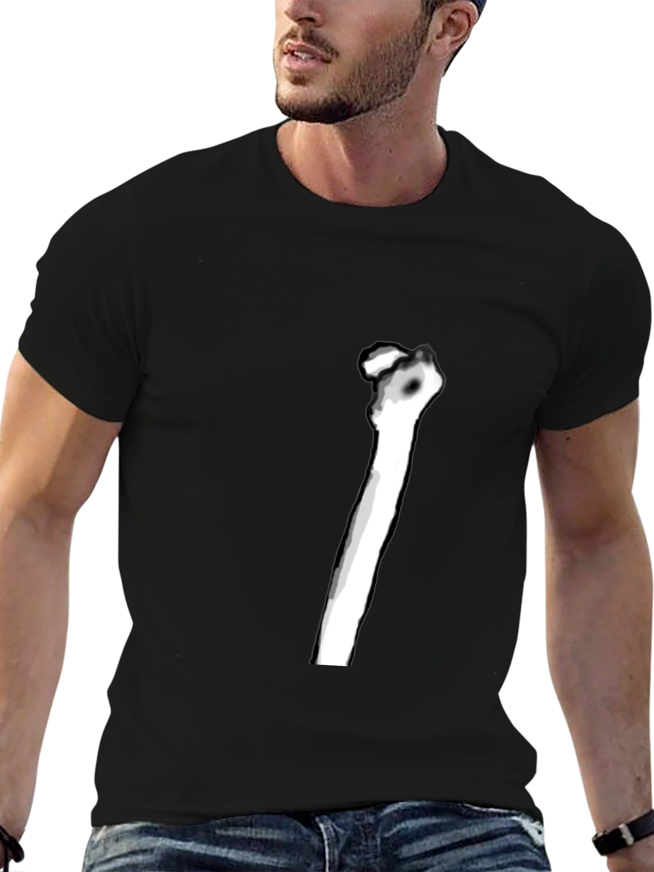 Skeleton Rib Graphic Tee - Black Casual