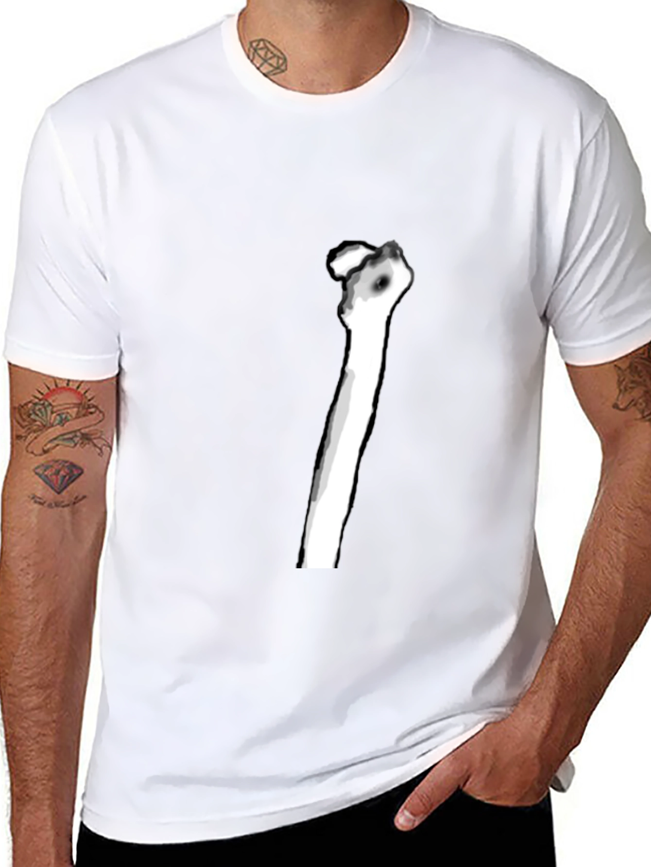 Skeleton Rib Graphic Tee - Black Casual