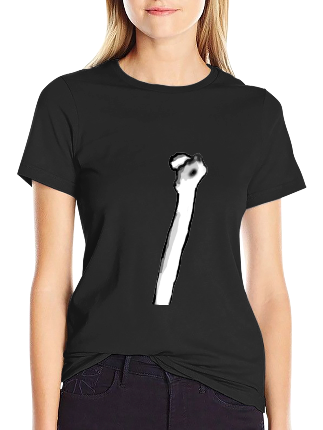 Skeleton Rib Graphic Tee - Black Casual