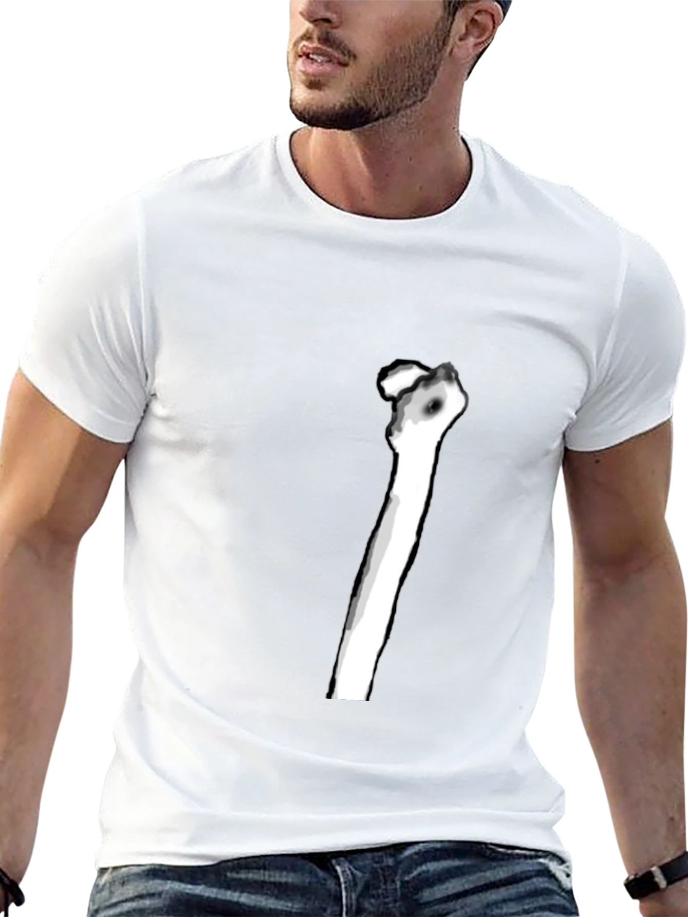 Skeleton Rib Graphic Tee - Black Casual