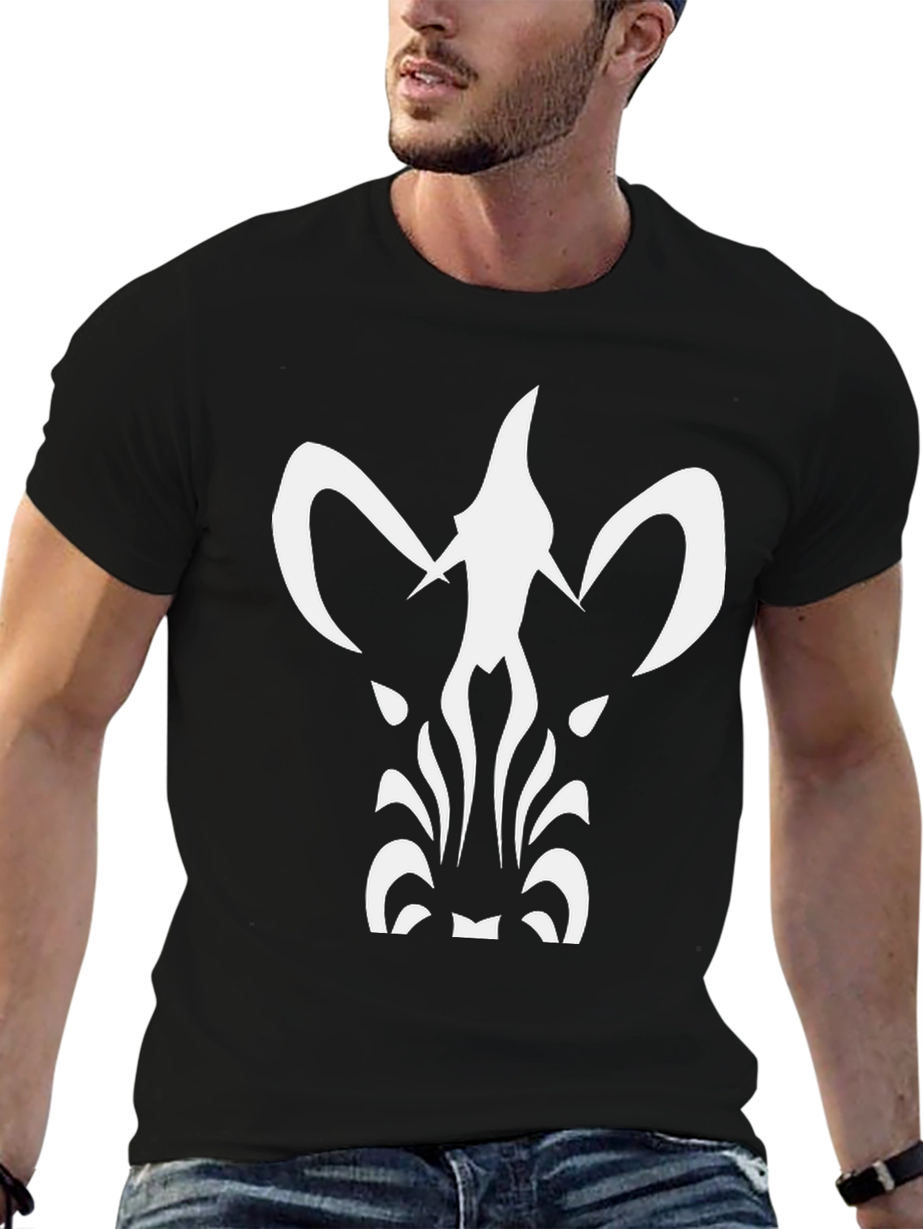 Abstract Graphic Print T-Shirt - Black