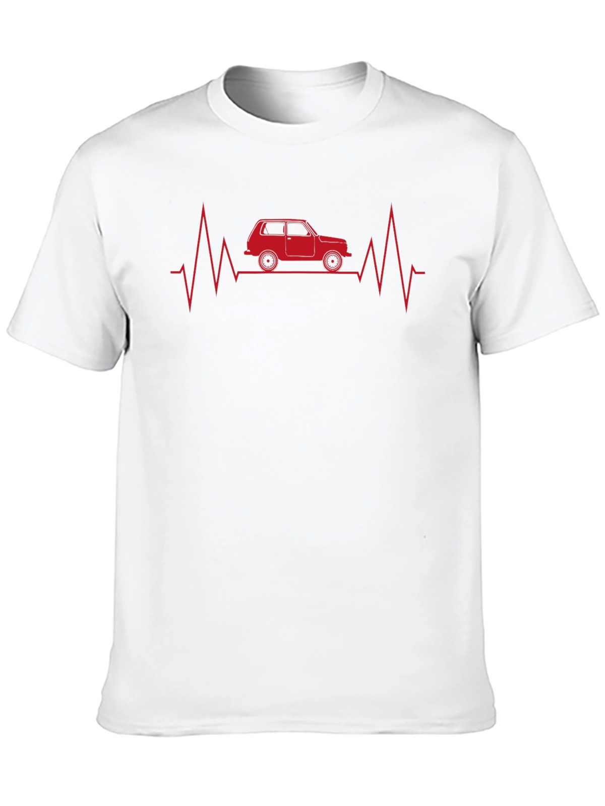 Car Heartbeat Graphic Tee - Black Cotton T-Shirt