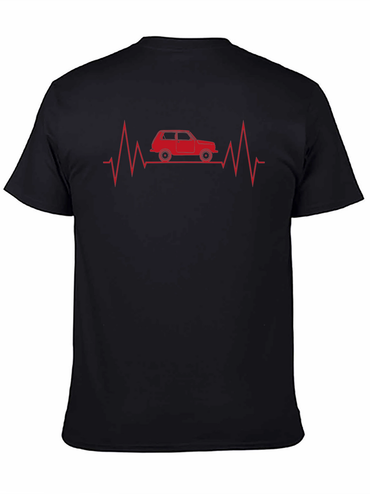 Car Heartbeat Graphic Tee - Black Cotton T-Shirt