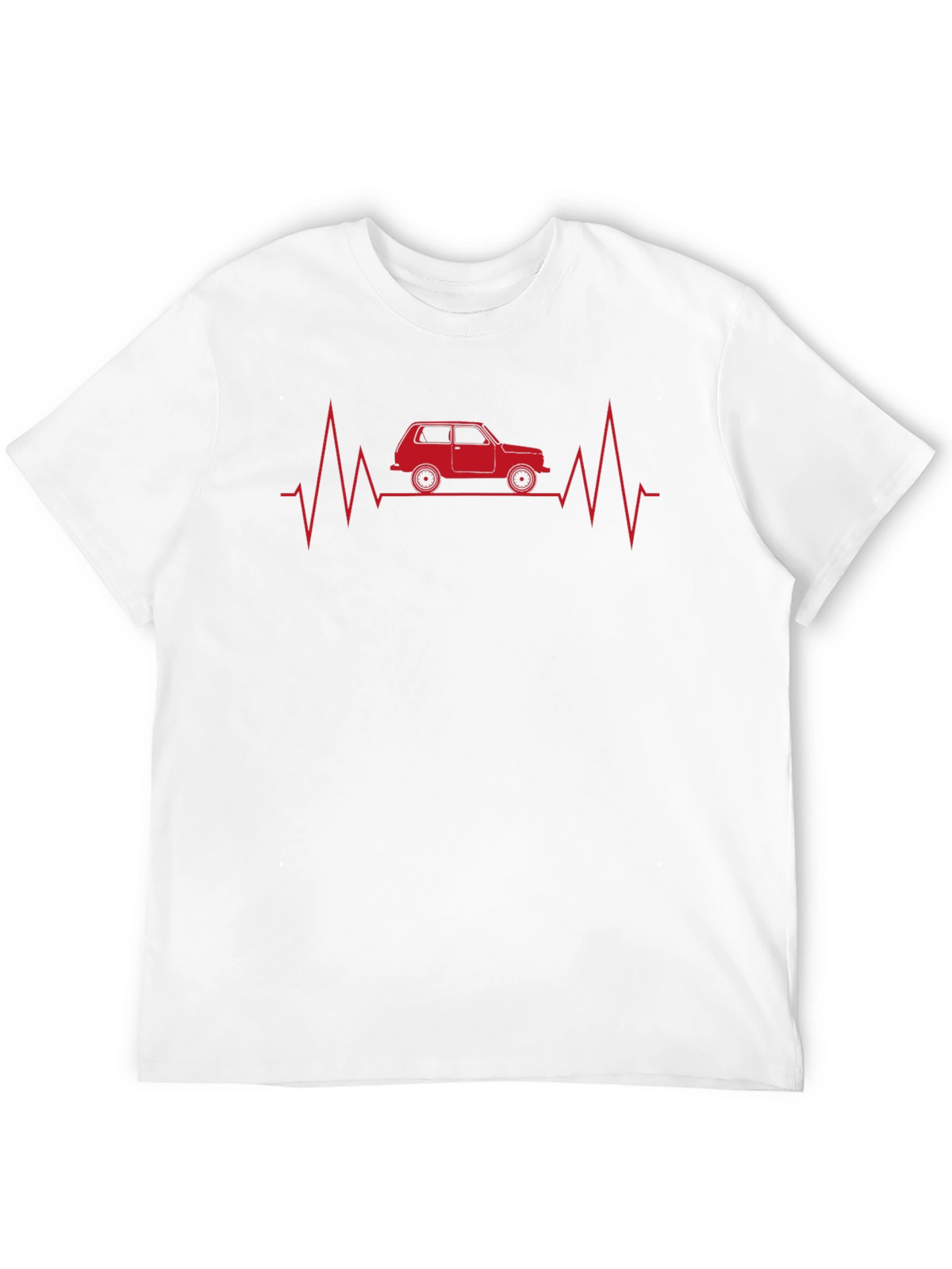 Car Heartbeat Graphic Tee - Black Cotton T-Shirt