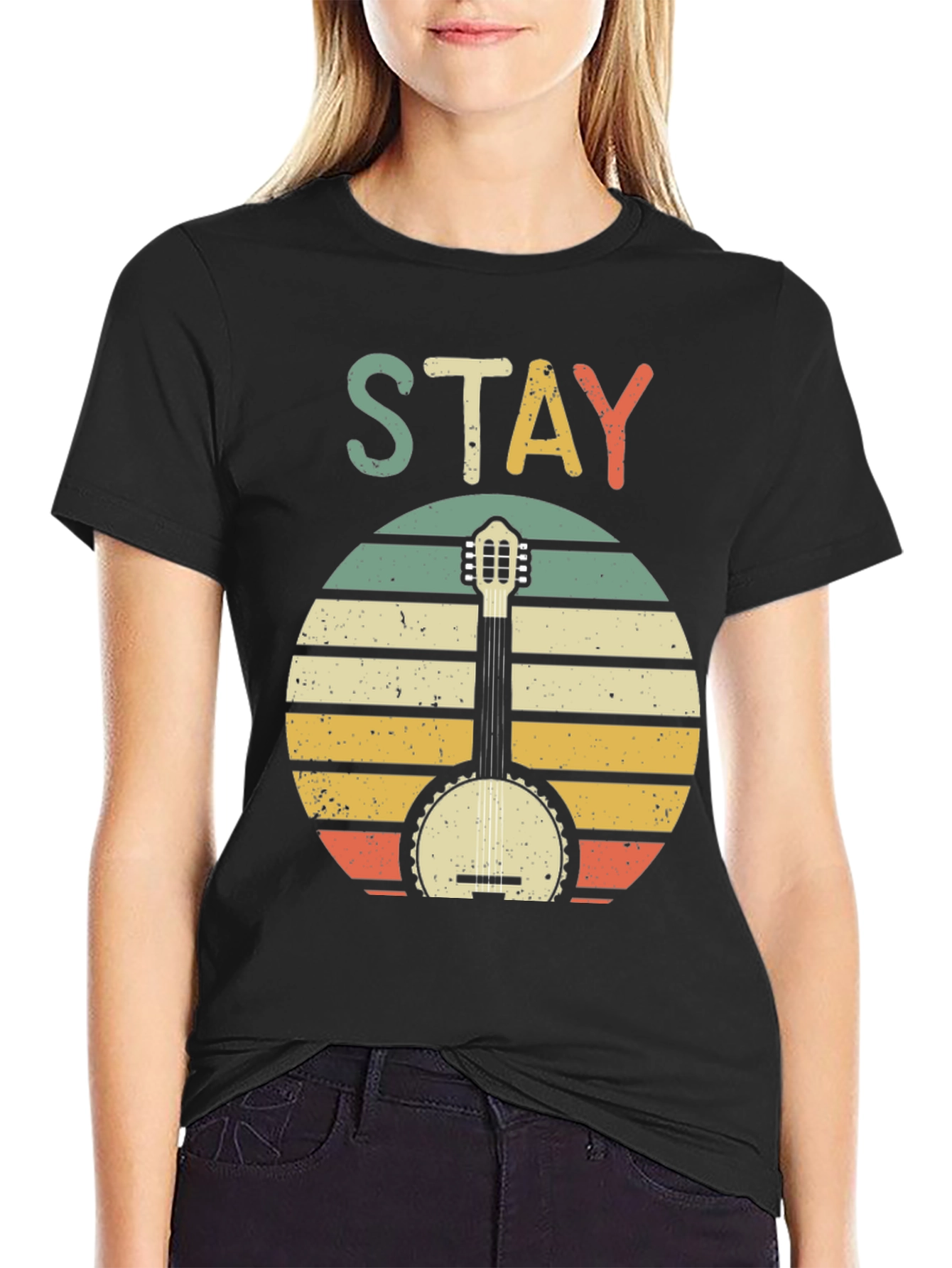 Stay Banjo Sunset Graphic Tee - Retro Style