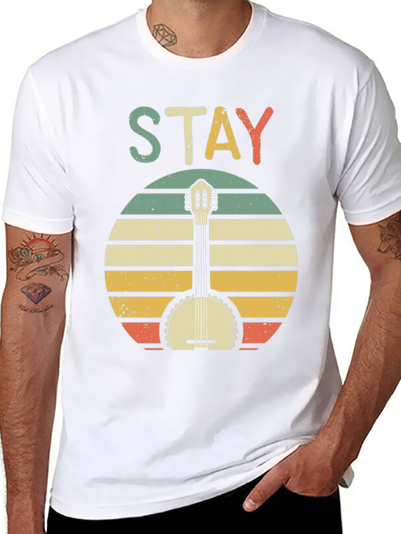 Stay Banjo Sunset Graphic Tee - Retro Style