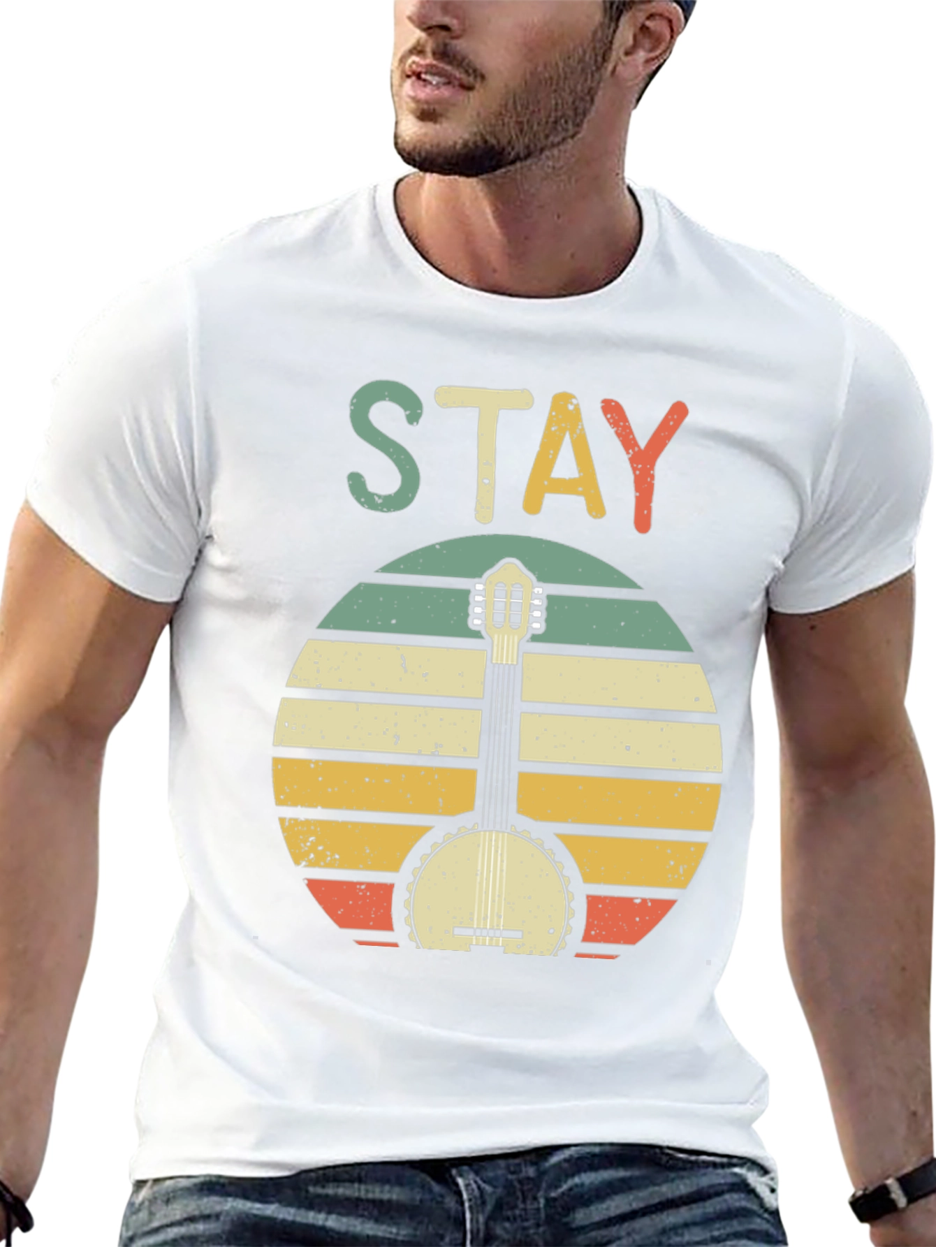 Stay Banjo Sunset Graphic Tee - Retro Style
