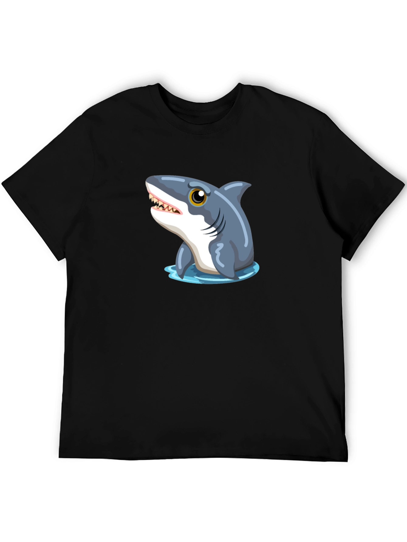 Shark Graphic Tee - Black Cotton T-Shirt