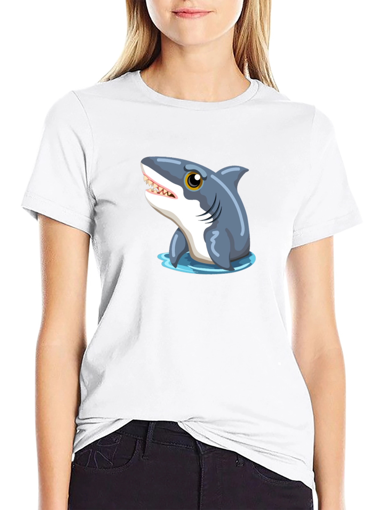 Shark Graphic Tee - Black Cotton T-Shirt