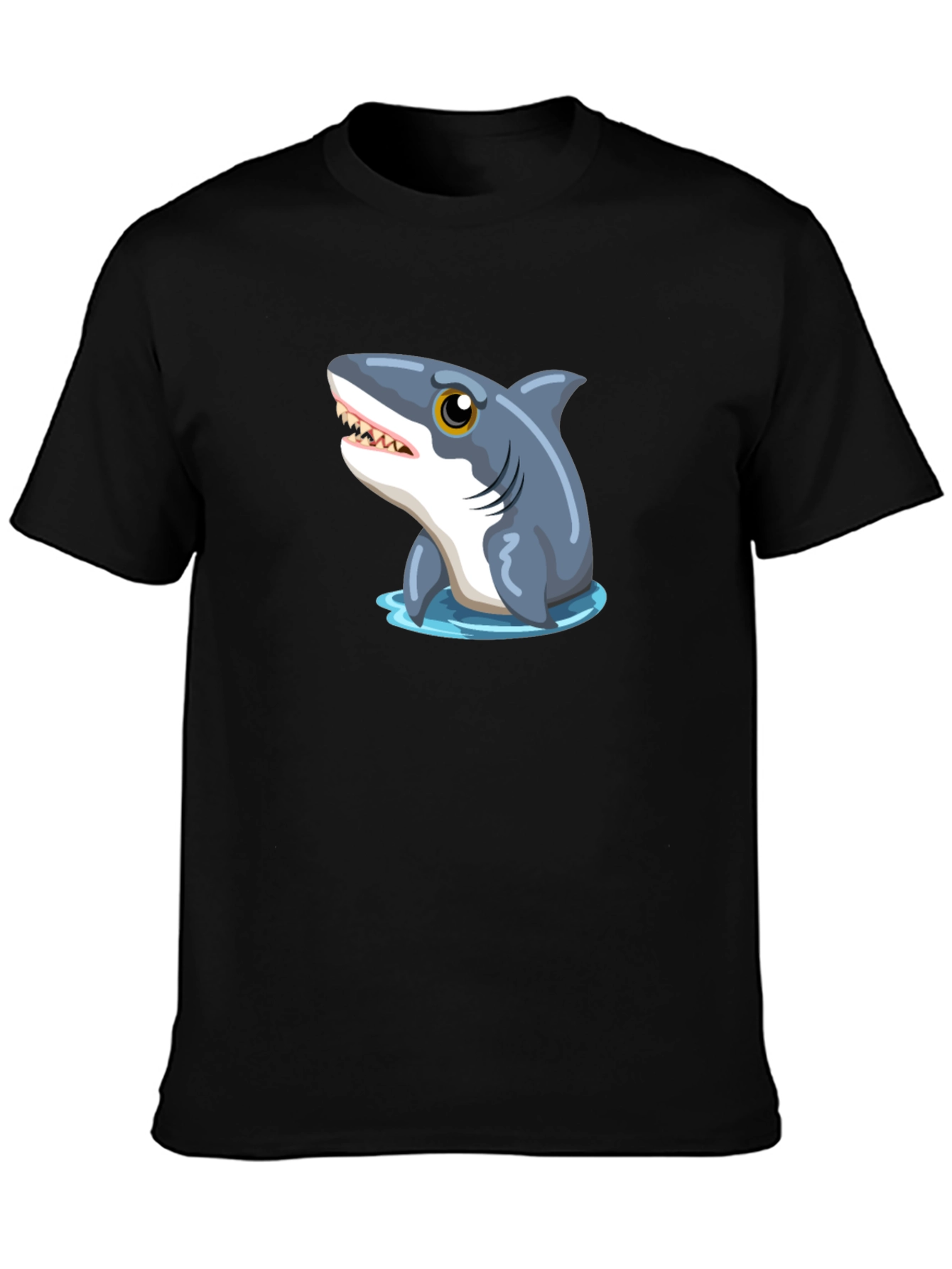 Shark Graphic Tee - Black Cotton T-Shirt