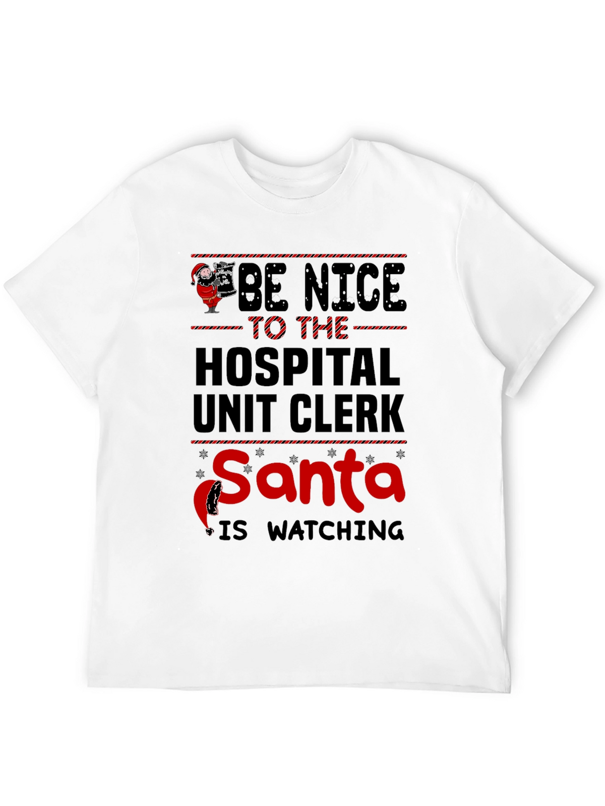 Hospital Unit Clerk Santa Watching T-Shirt