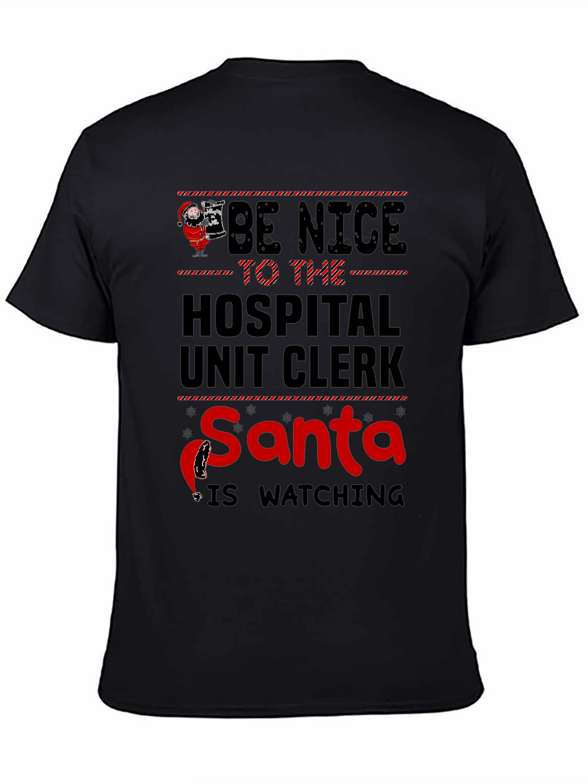 Hospital Unit Clerk Santa Watching T-Shirt