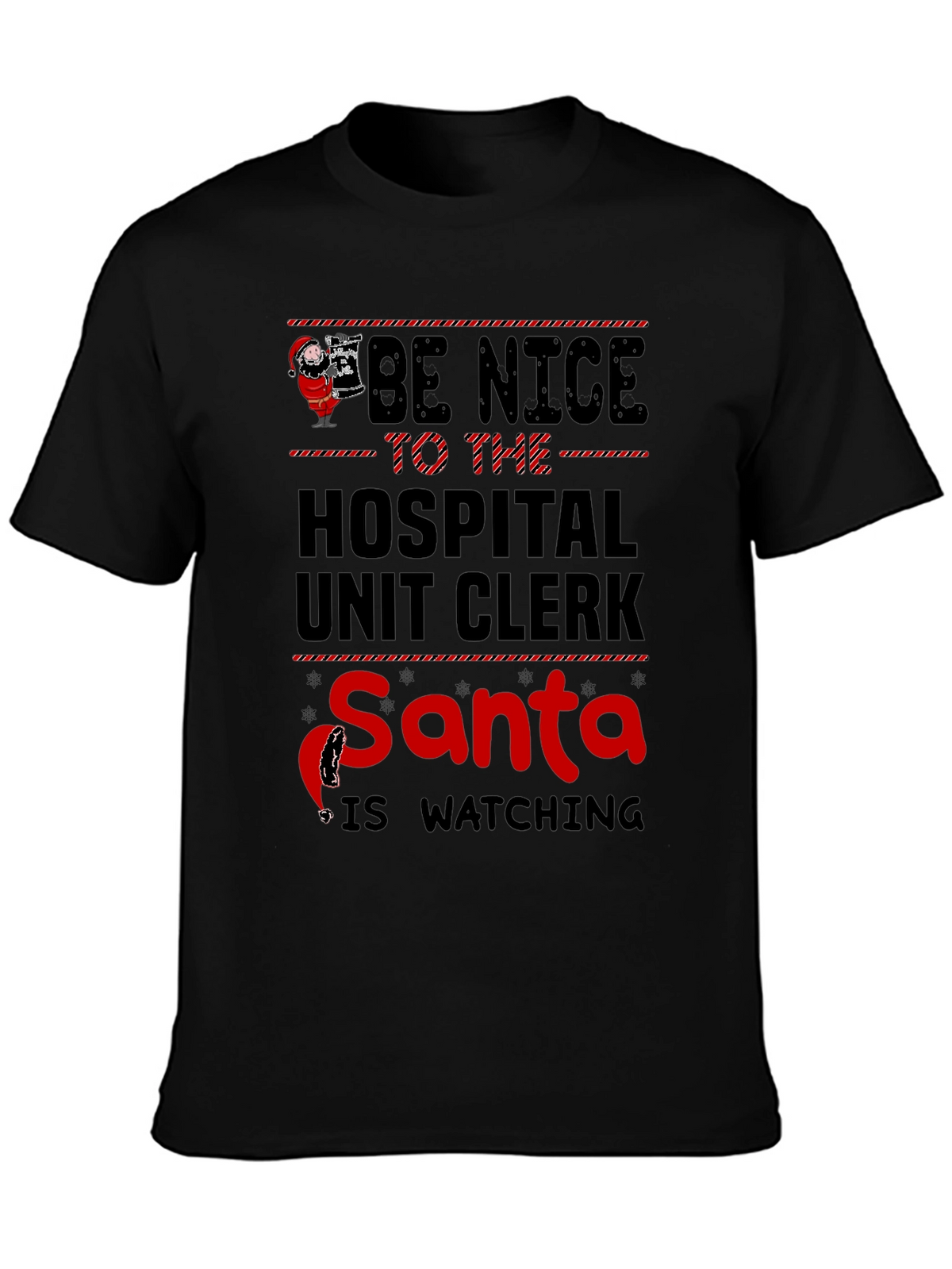Hospital Unit Clerk Santa Watching T-Shirt