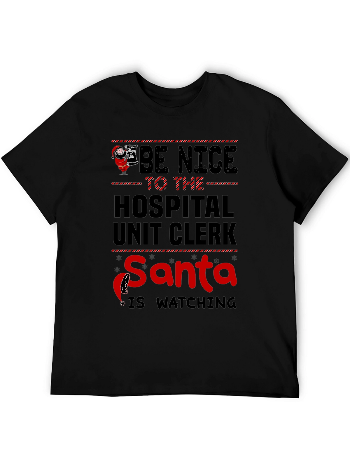 Hospital Unit Clerk Santa Watching T-Shirt