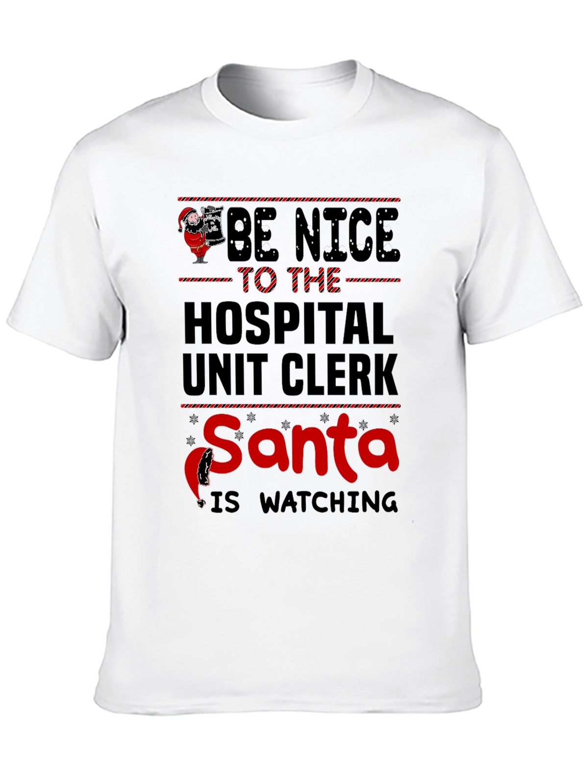 Hospital Unit Clerk Santa Watching T-Shirt