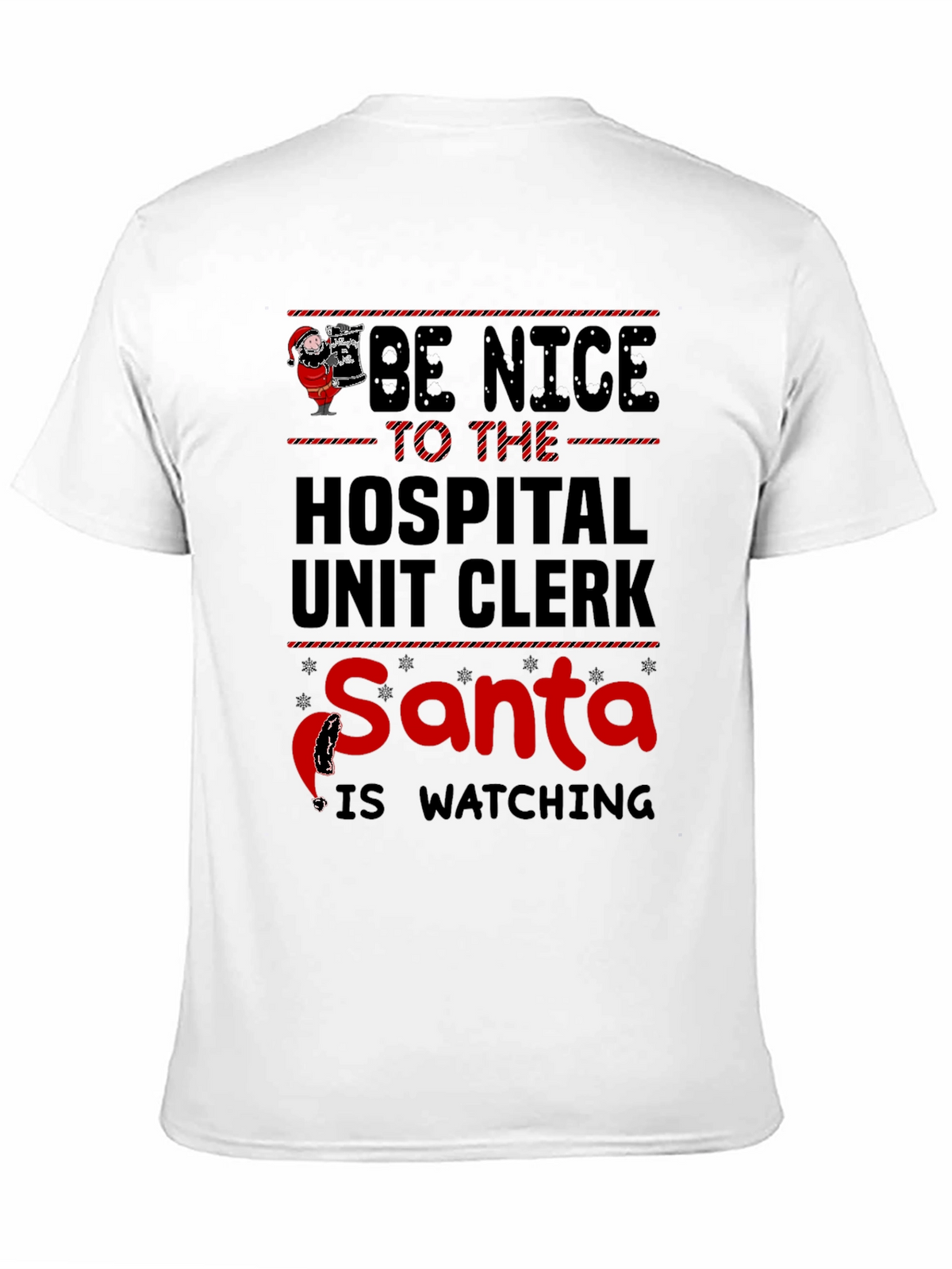 Hospital Unit Clerk Santa Watching T-Shirt