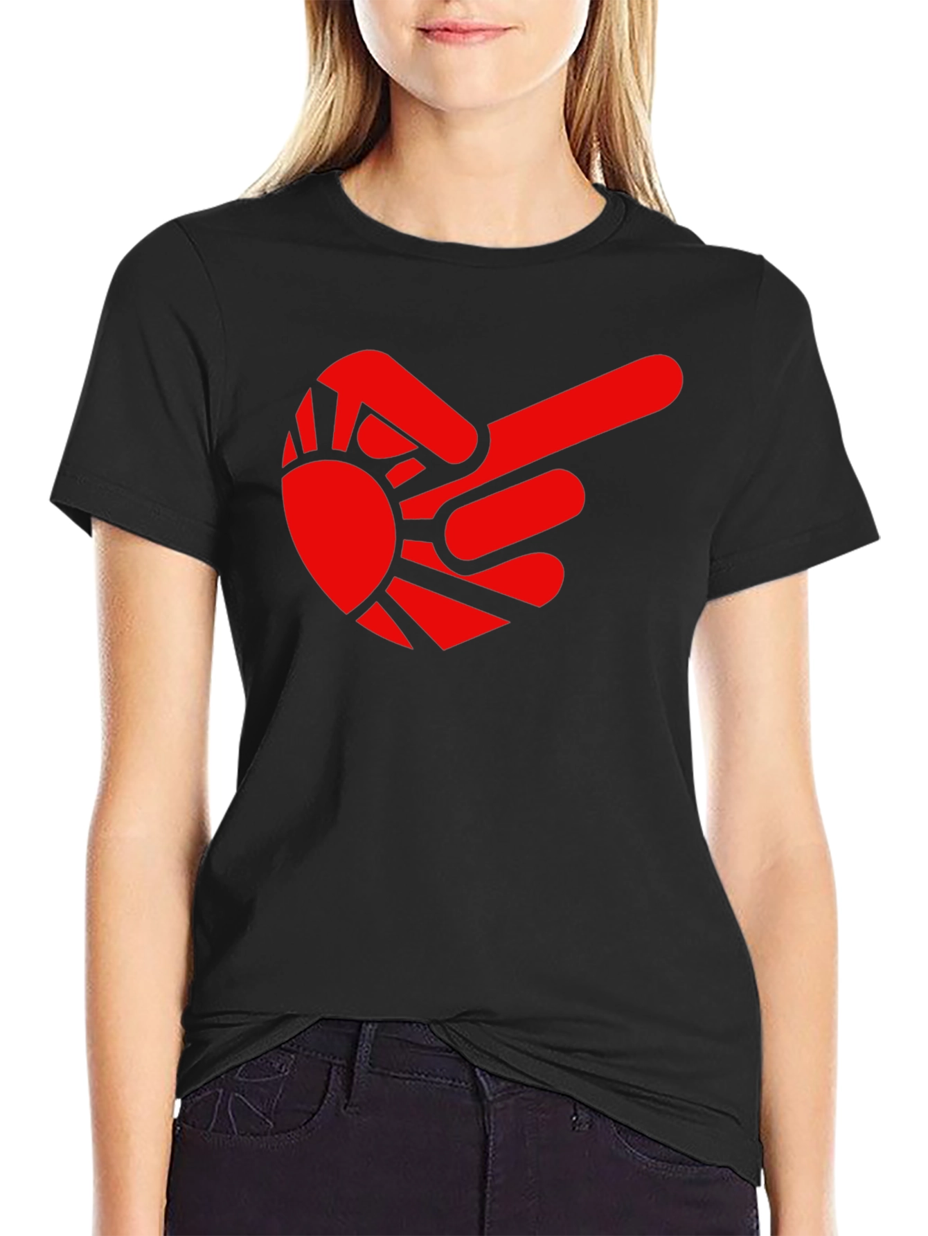 Sun Finger Point Graphic Tee - Modern Style
