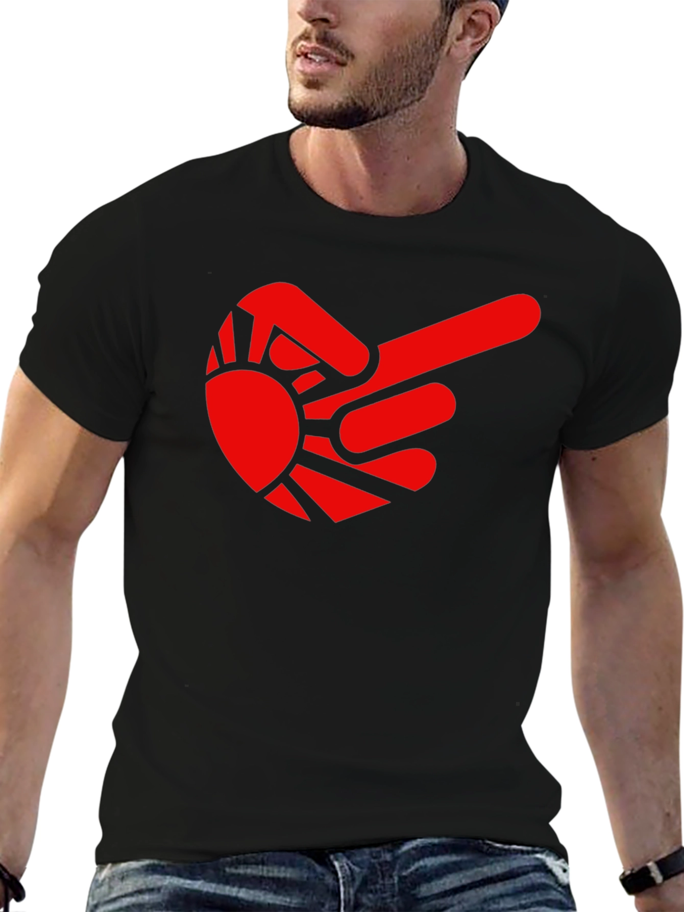 Sun Finger Point Graphic Tee - Modern Style