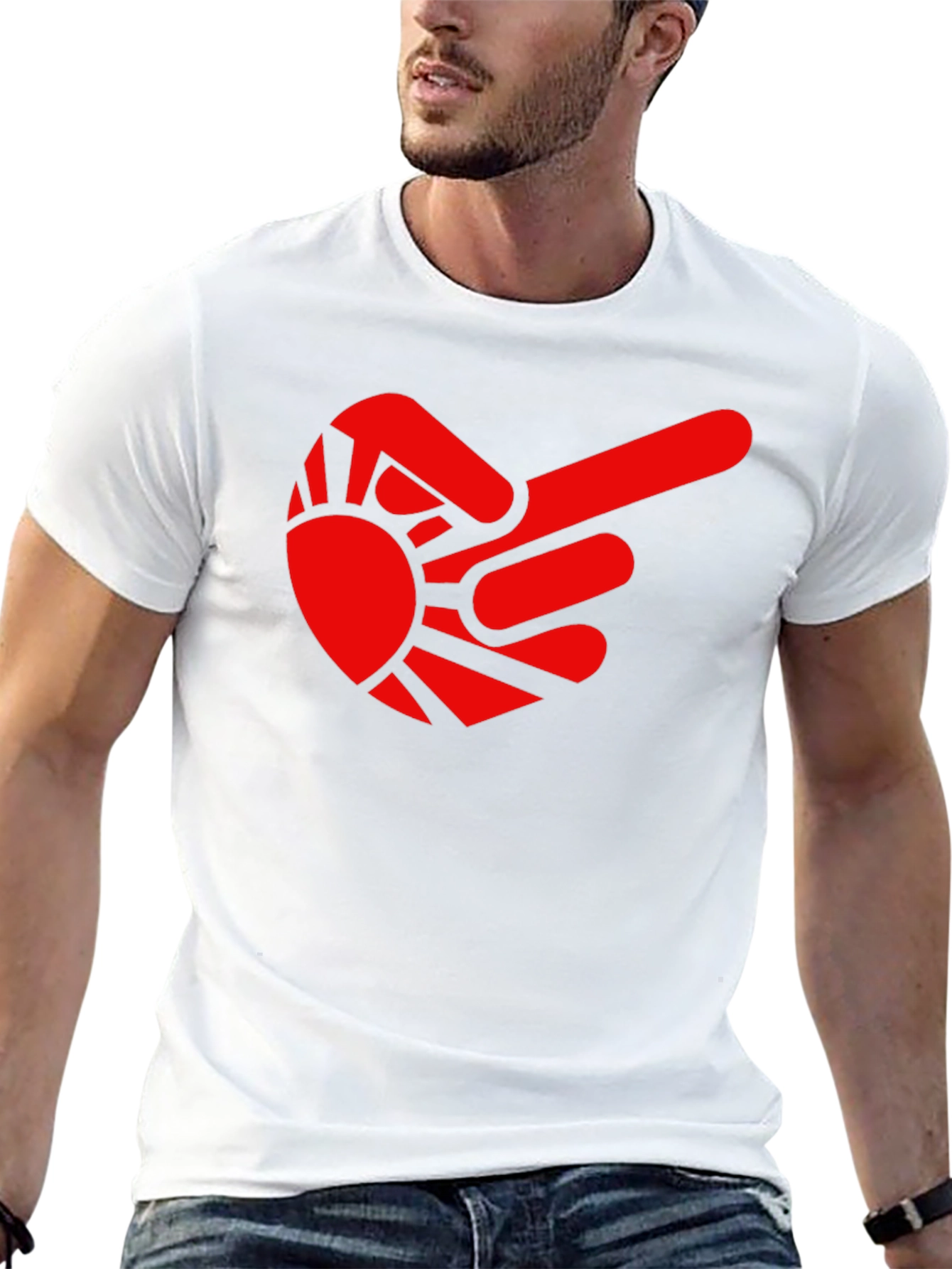 Sun Finger Point Graphic Tee - Modern Style