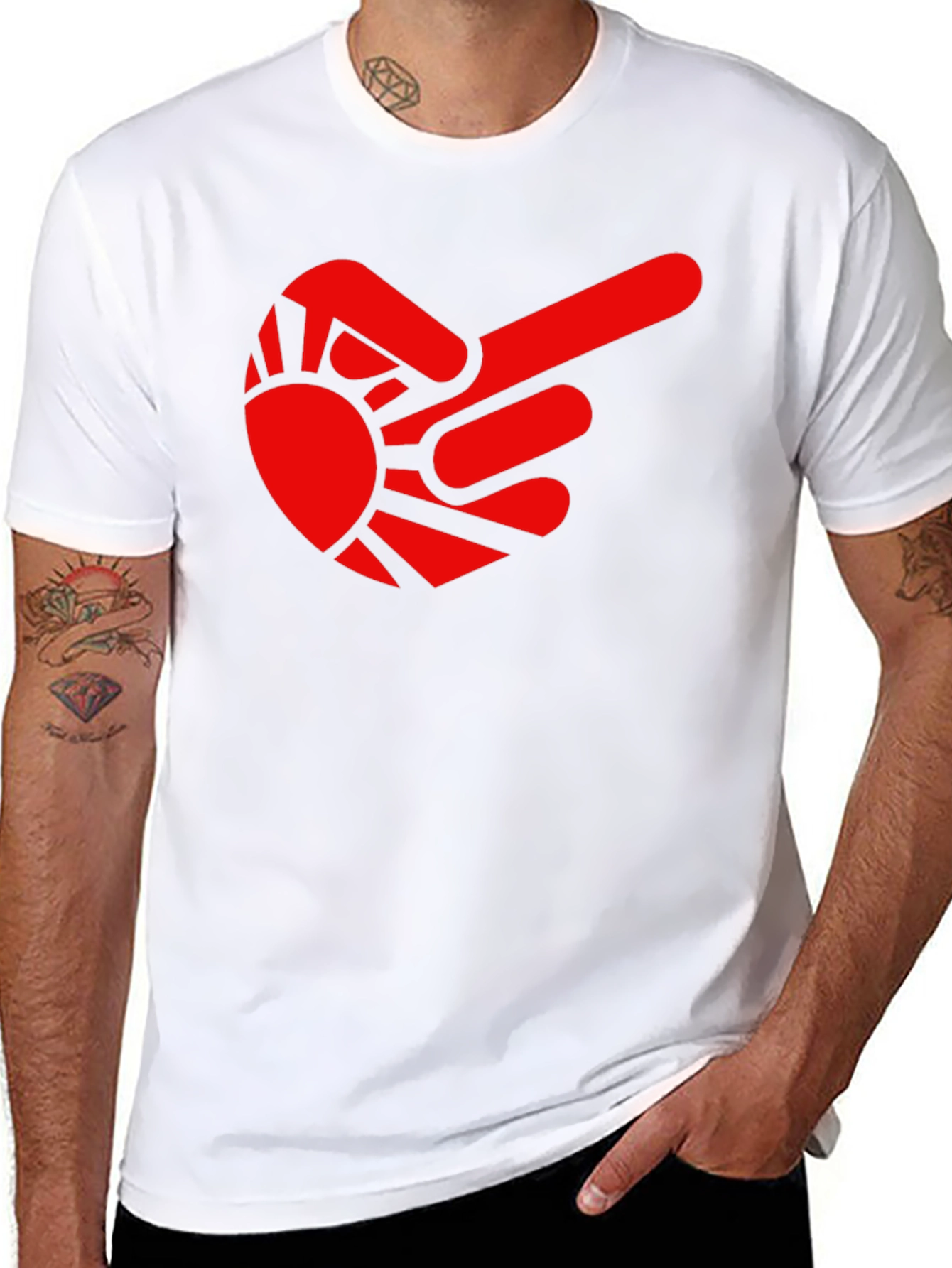 Sun Finger Point Graphic Tee - Modern Style
