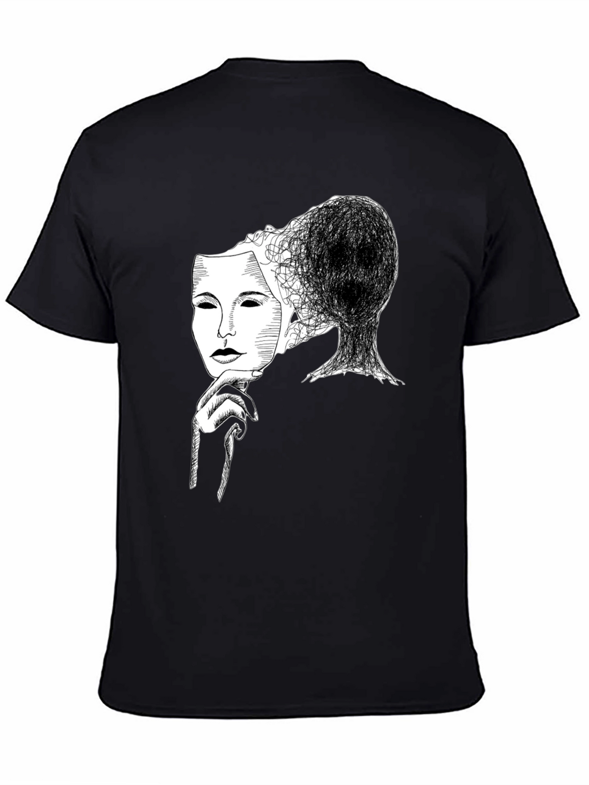 Masked Mind Graphic Tee - Black Cotton