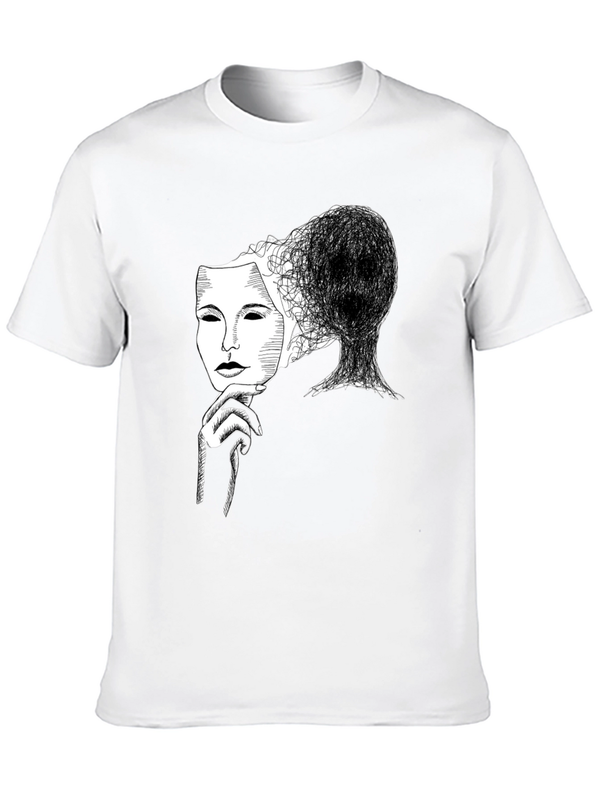 Masked Mind Graphic Tee - Black Cotton