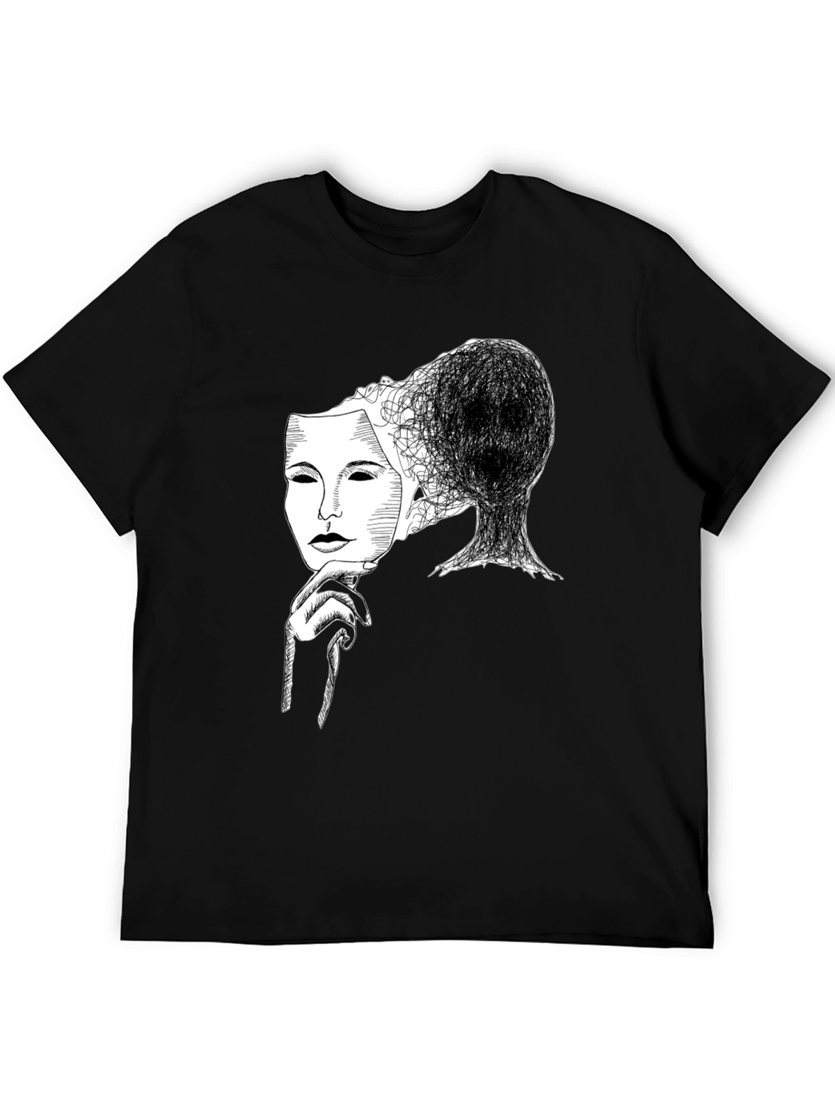 Masked Mind Graphic Tee - Black Cotton