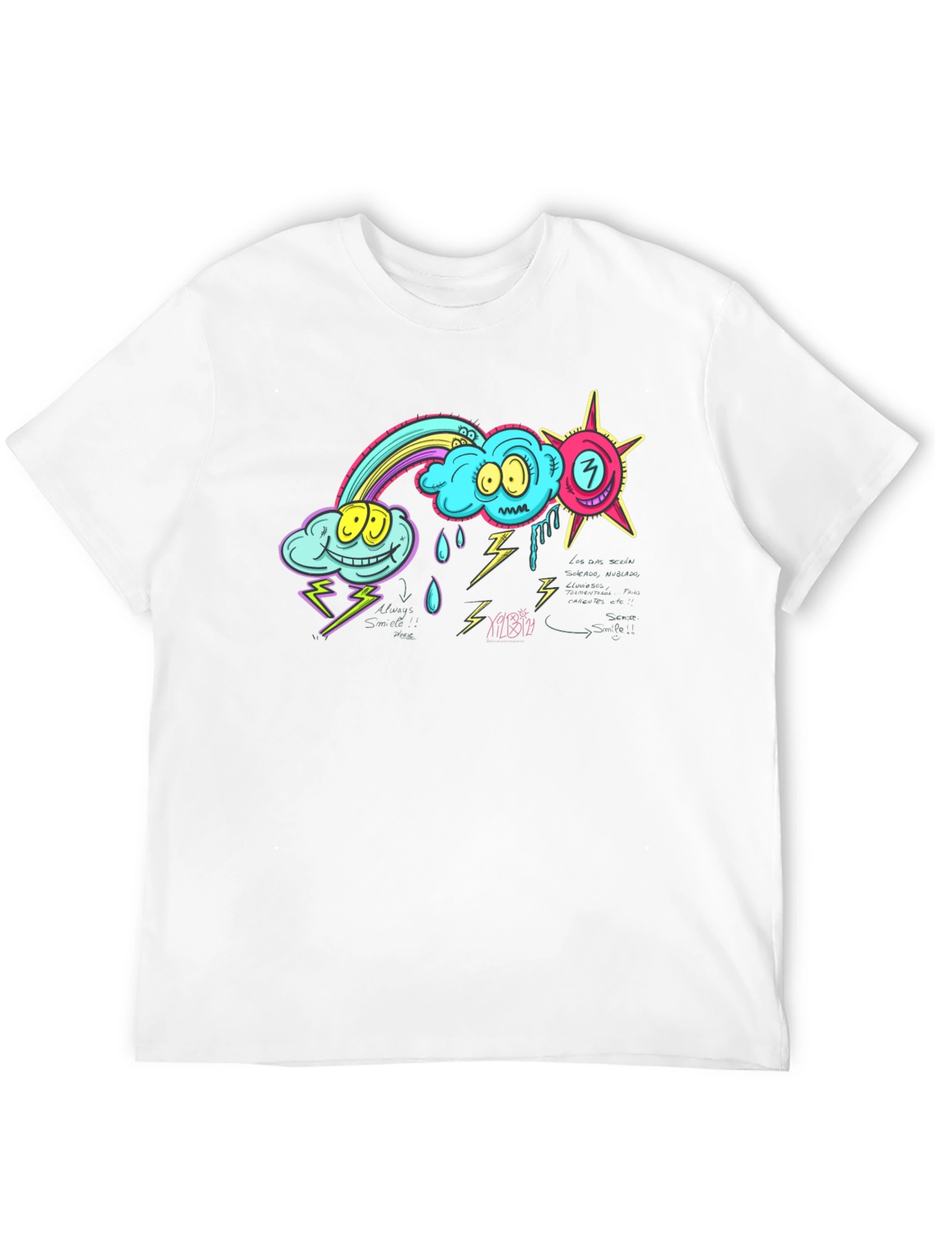 Cartoon Weather Graphic Black T-Shirt