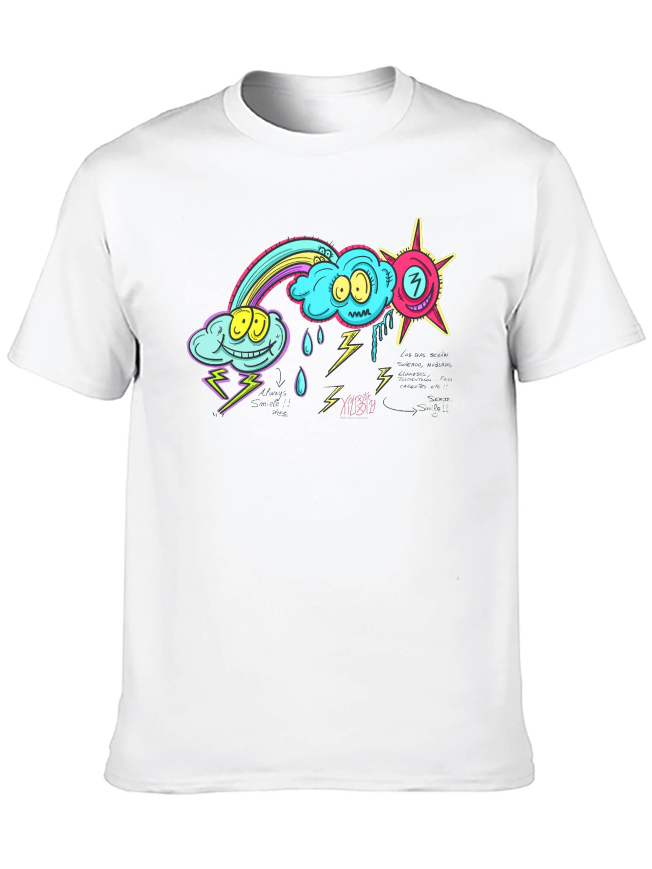 Cartoon Weather Graphic Black T-Shirt