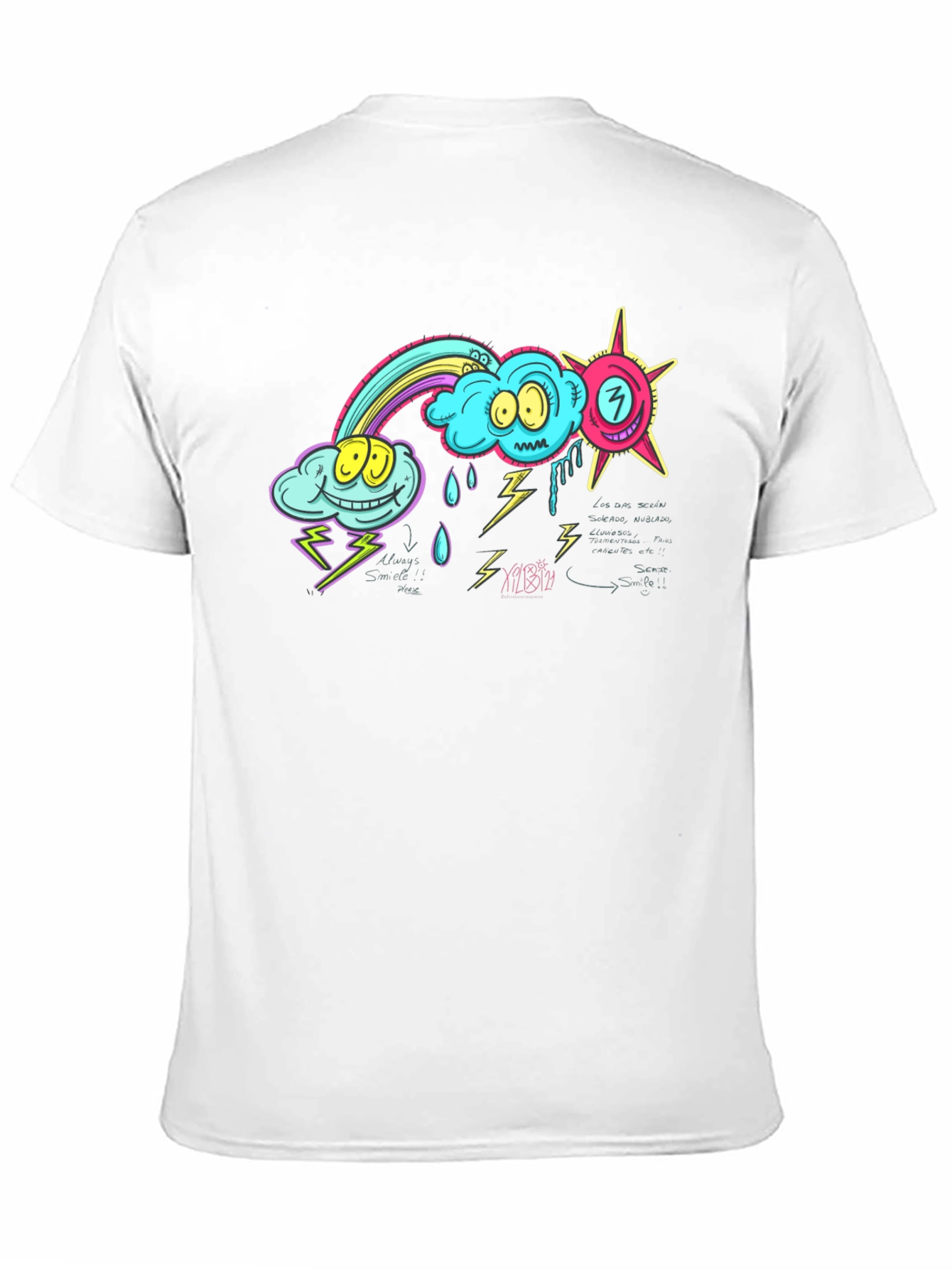 Cartoon Weather Graphic Black T-Shirt